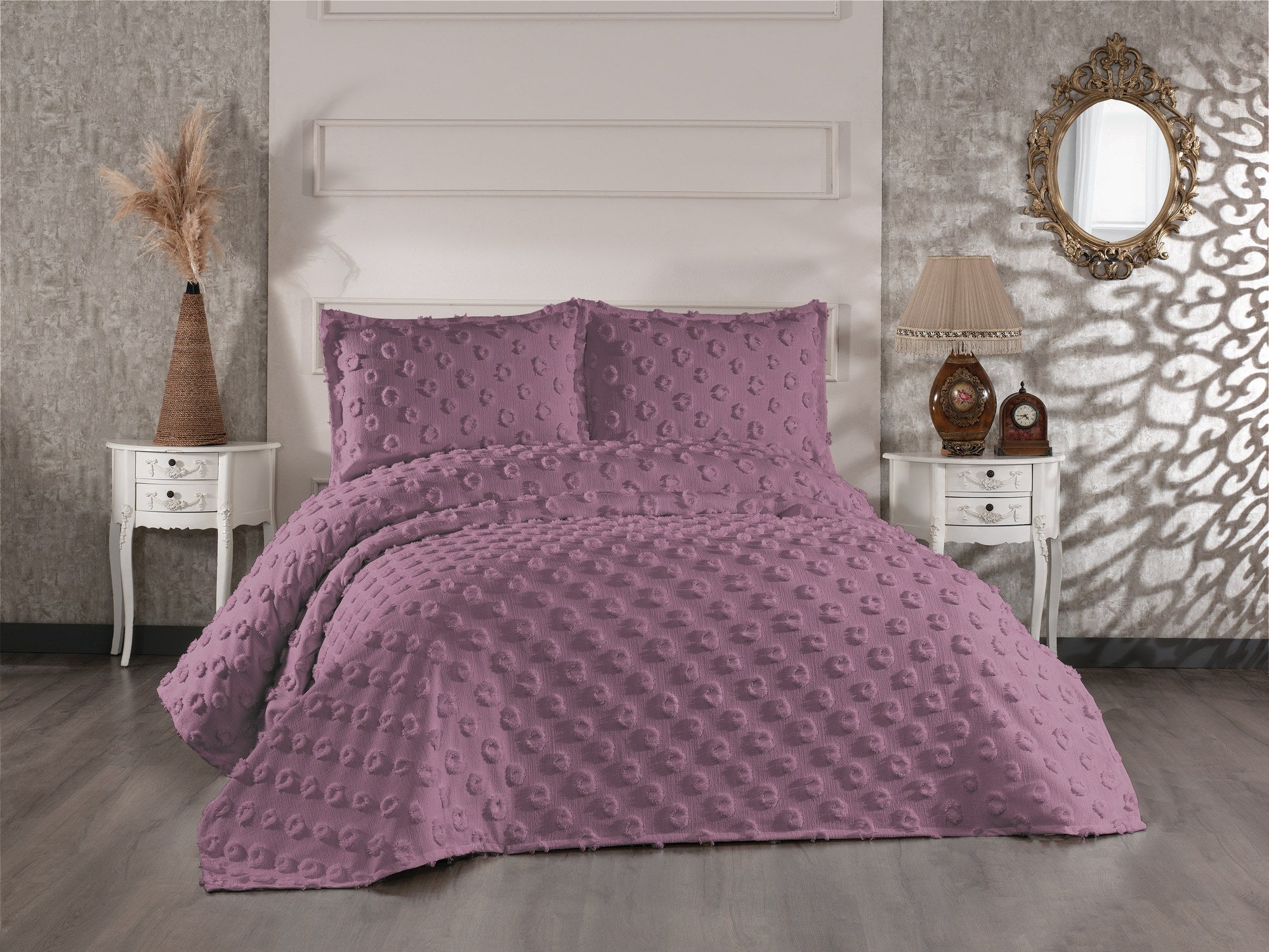 Rani Home Çift Kişilik Yatak Örtüsü Seti Gül Kurusu CC-6263