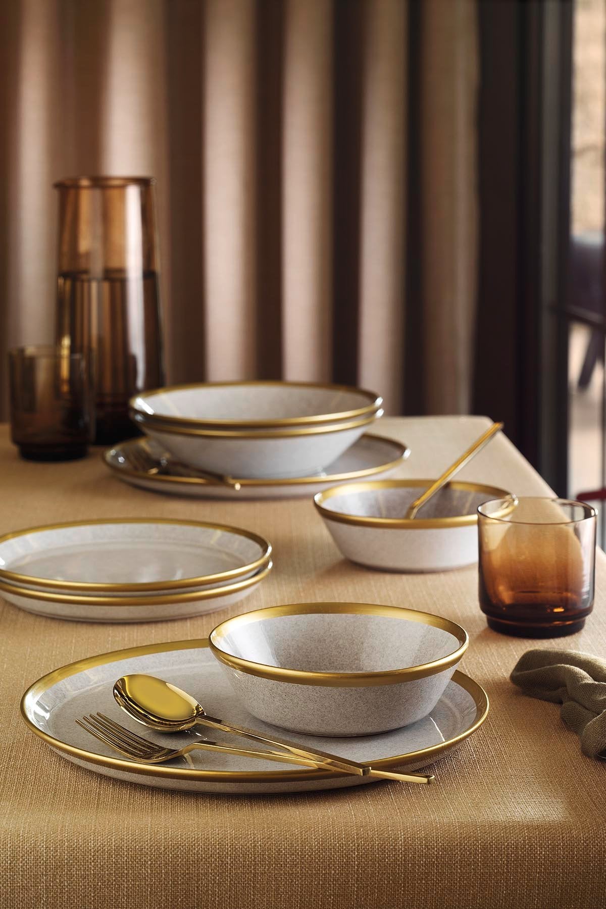 Rani Home Yemek Takımı (8 Parça) Kütahya Porselen Gri - Altın HA-6915