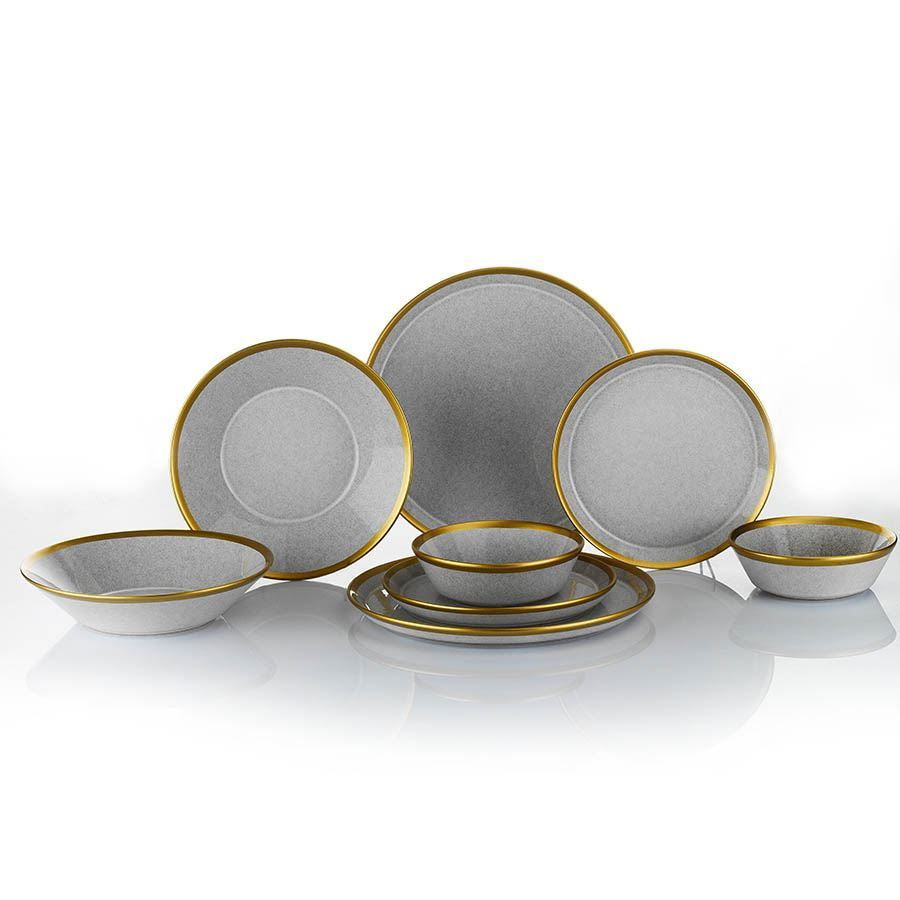 Rani Home Yemek Takımı (8 Parça) Kütahya Porselen Gri - Altın HA-6915