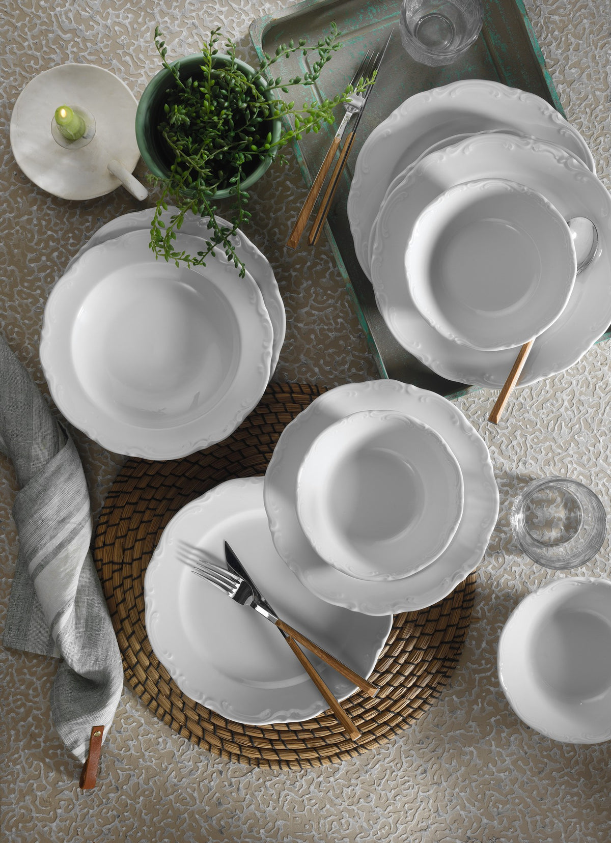 Rani Home Yemek Takımı (18 Parça) Kütahya Porselen Beyaz HD-6918