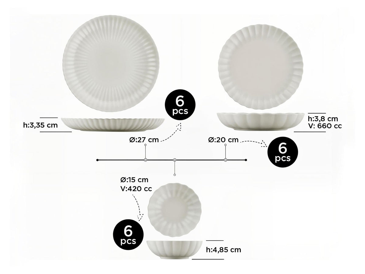 Rani Home Yemek Takımı (18 Parça) Kütahya Porselen Beyaz HD-6923