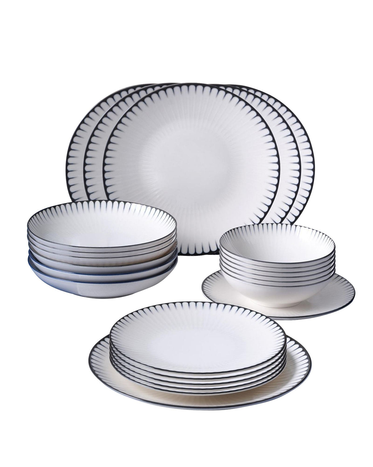 Rani Home Yemek Takımı (24 Parça) Güral Porselen Beyaz - Siyah HE-6762