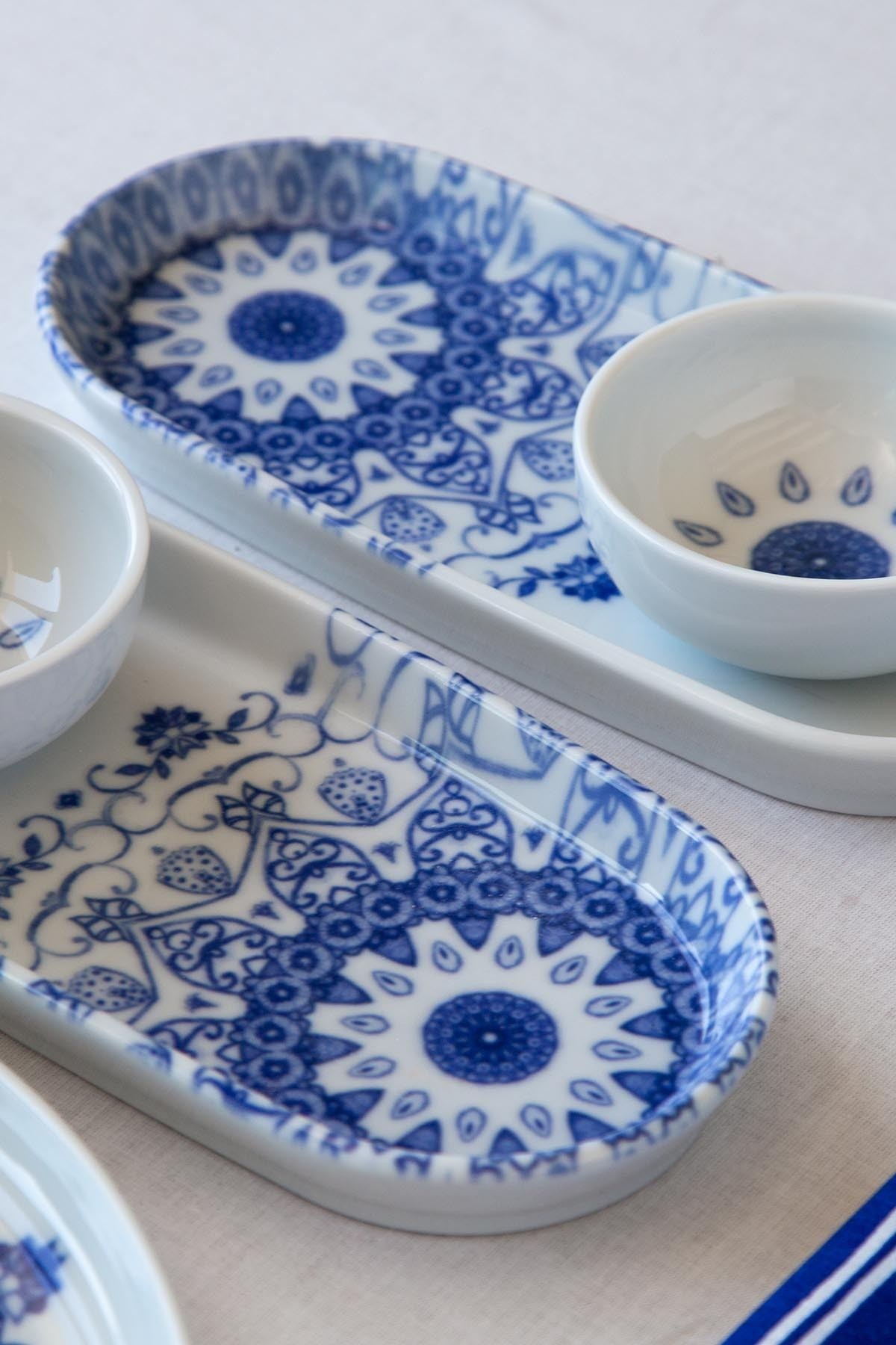 Rani Home Kahvaltı Takımı (14 Parça) Beyaz - Mavi JA-6928
