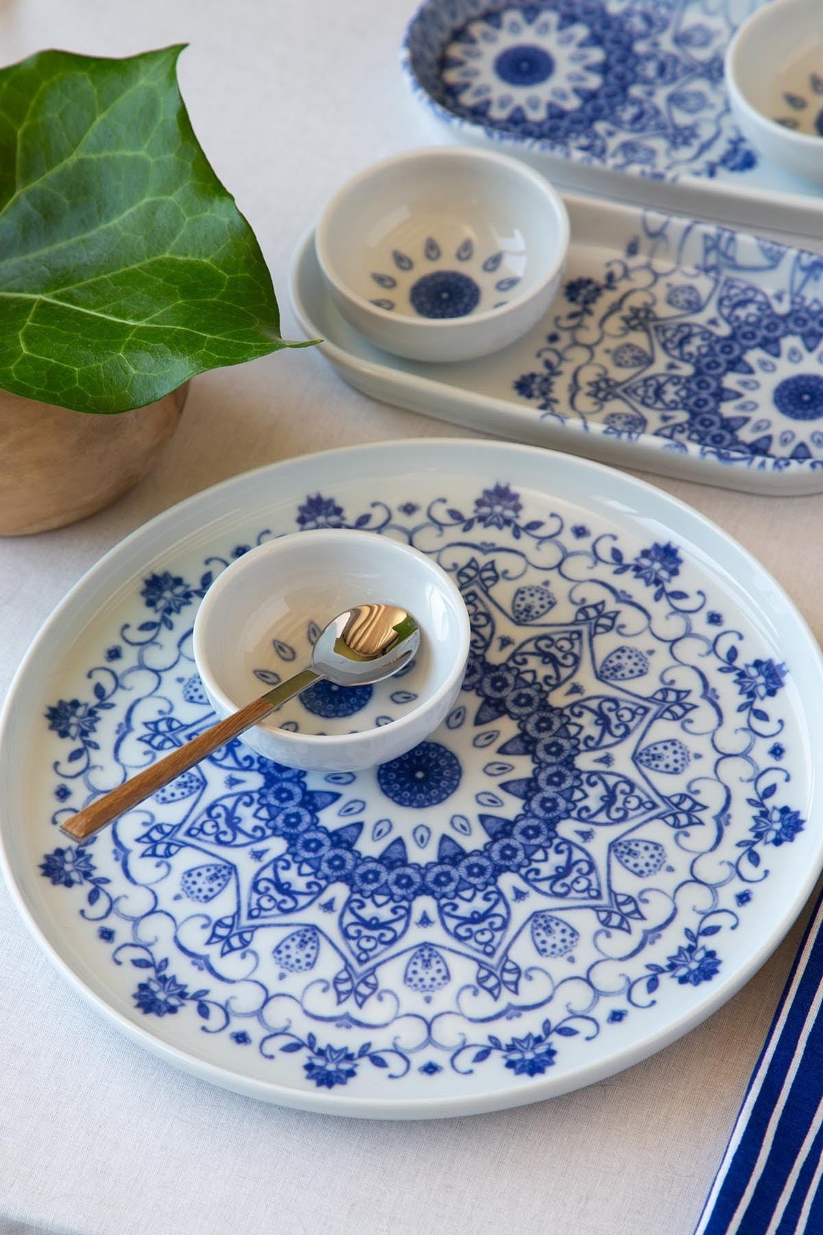 Rani Home Kahvaltı Takımı (14 Parça) Beyaz - Mavi JA-6928