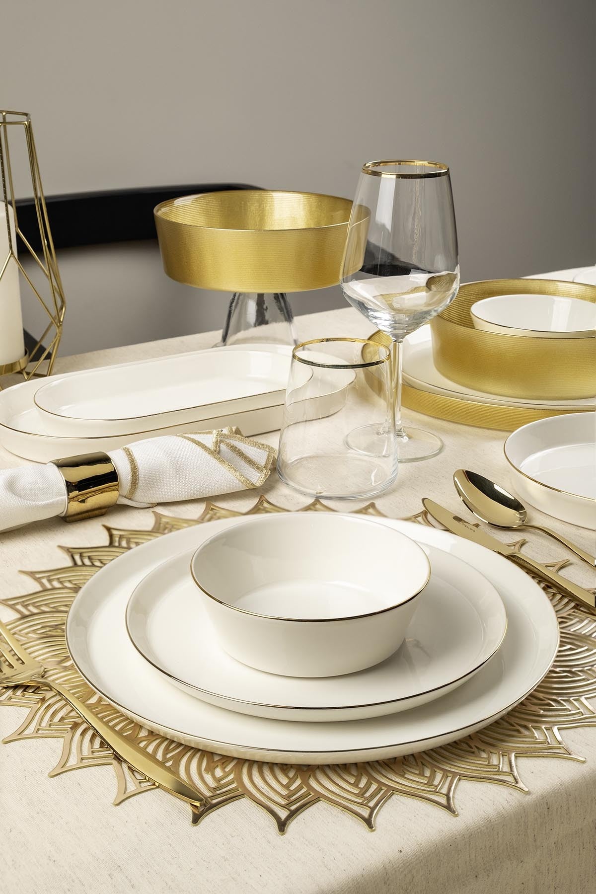 Rani Home Yemek Takımı (26 Parça) BeyazAltın HF-6929