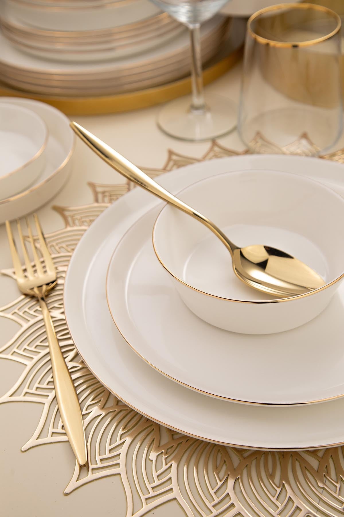 Rani Home Yemek Takımı (26 Parça) BeyazAltın HF-6929