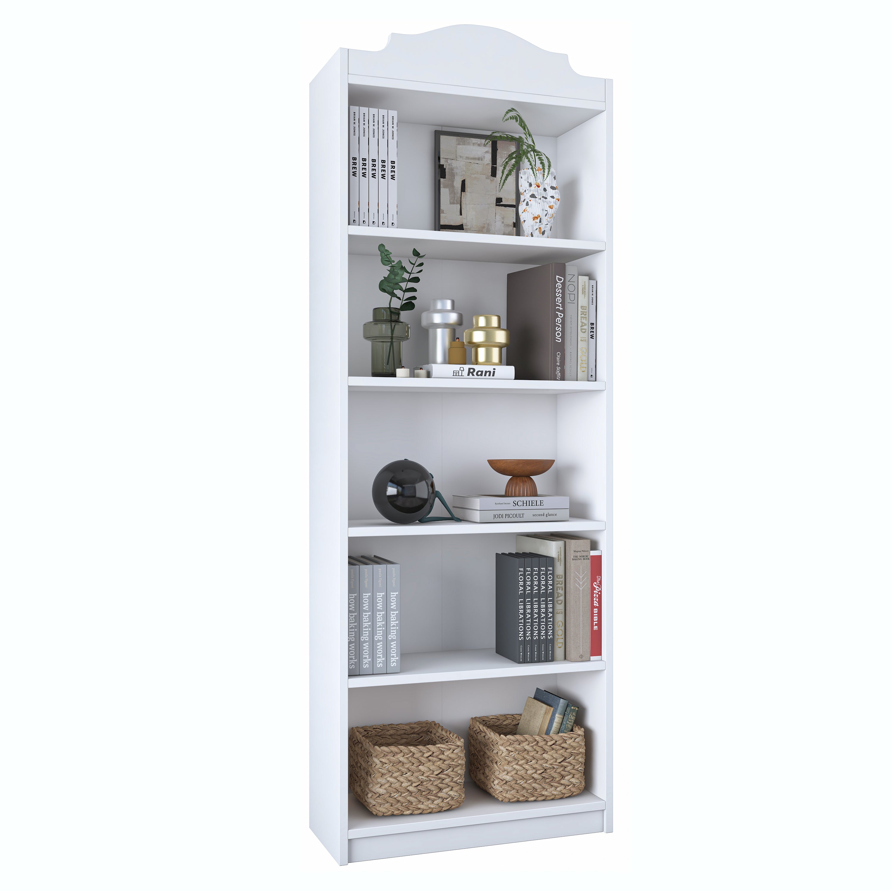 Rani HC130 Kitaplık 4 Raflı Çalışma Odası Kütüphane Modern Duvar Rafı Beyaz
