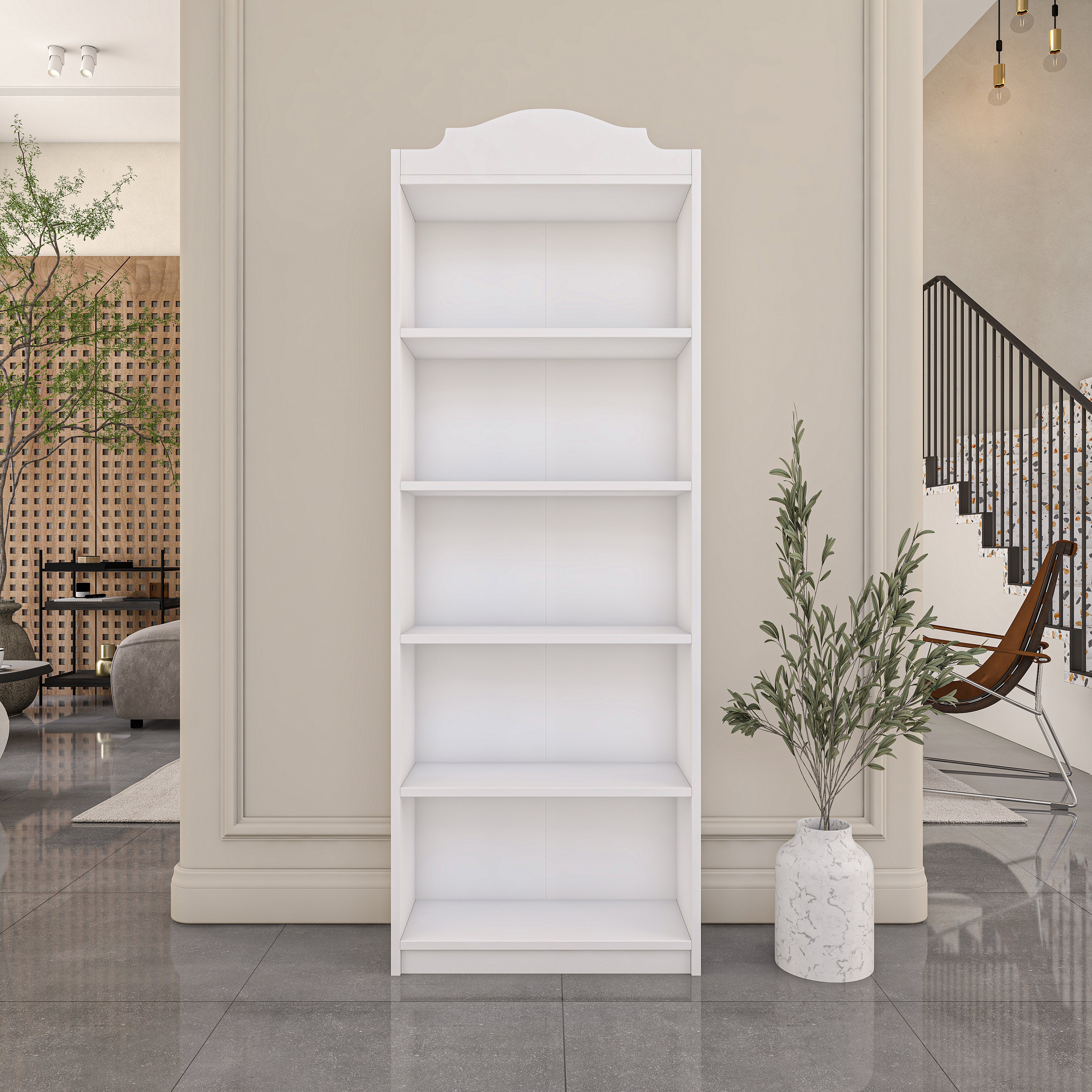 Rani HC130 Kitaplık 4 Raflı Çalışma Odası Kütüphane Modern Duvar Rafı Beyaz