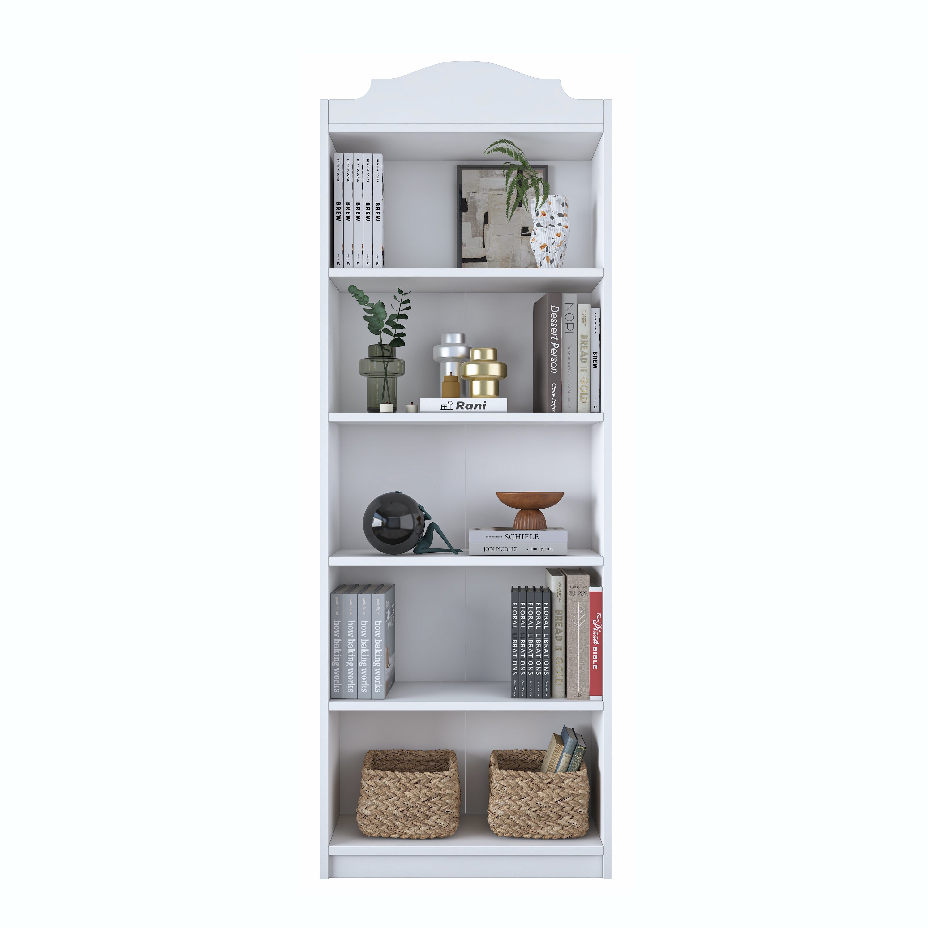 Rani HC130 Kitaplık 4 Raflı Çalışma Odası Kütüphane Modern Duvar Rafı Beyaz