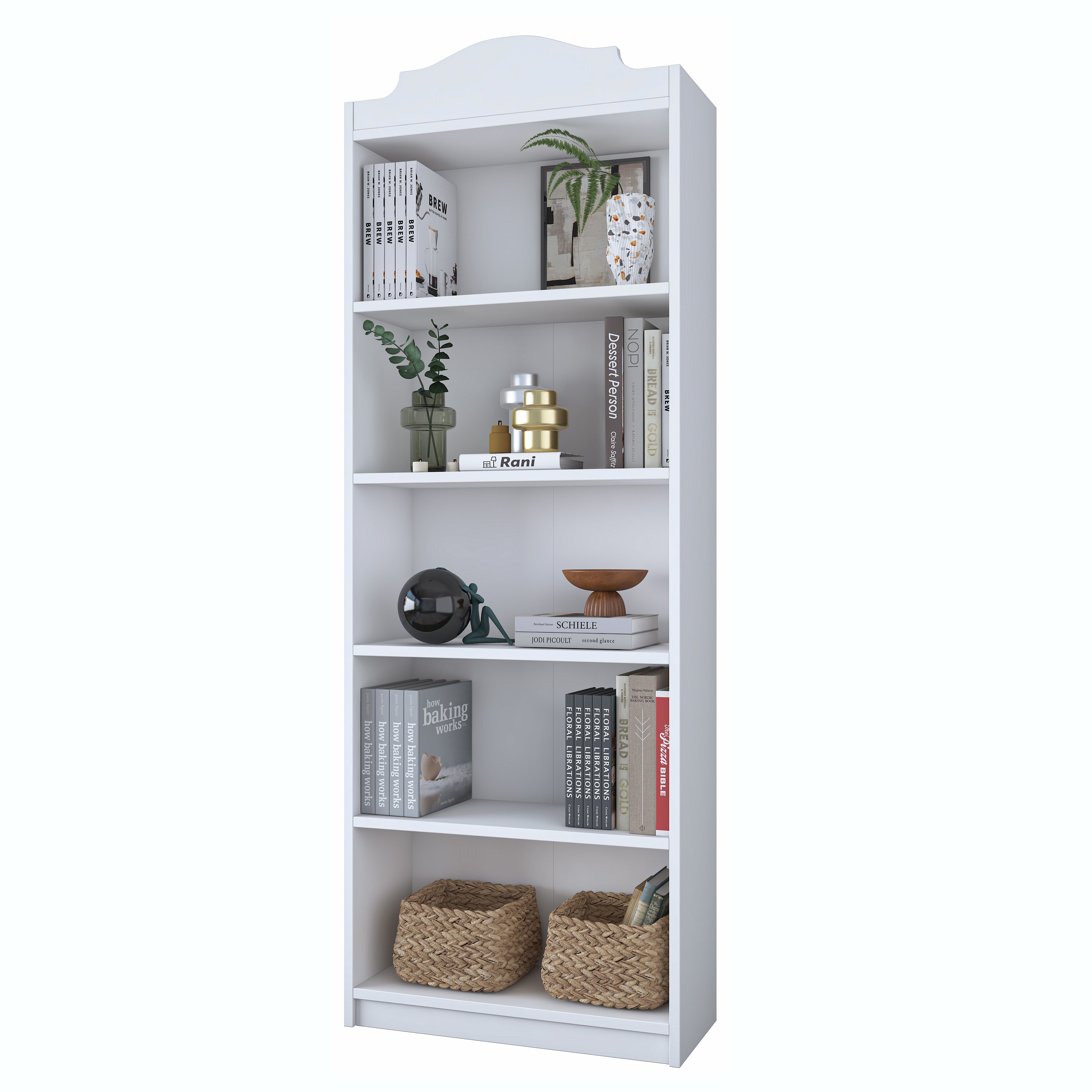 Rani HC130 Kitaplık 4 Raflı Çalışma Odası Kütüphane Modern Duvar Rafı Beyaz