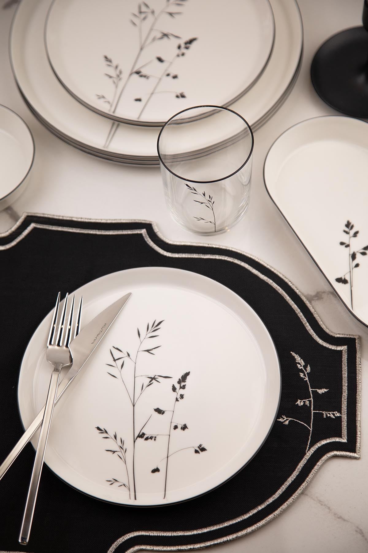 Rani Home Yemek Takımı (27 Parça) Beyaz Siyah HG-6908