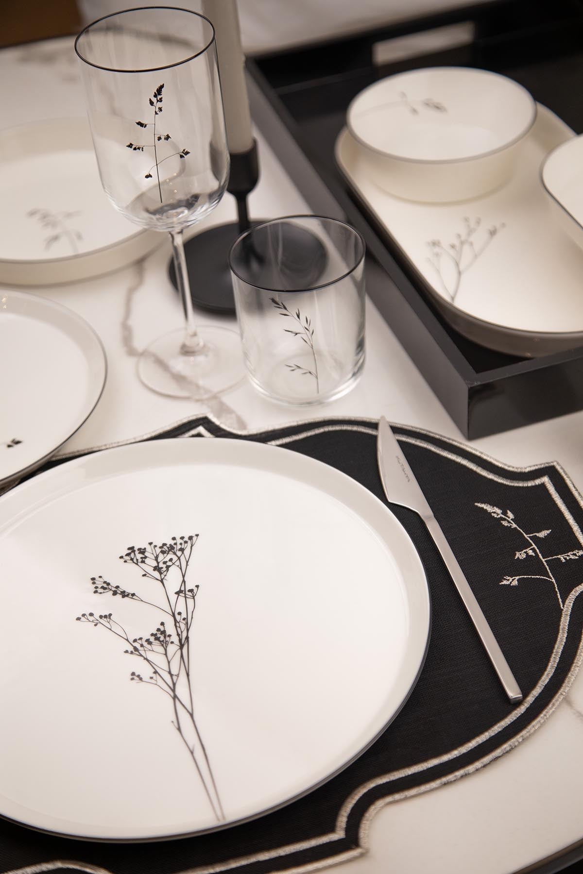 Rani Home Yemek Takımı (27 Parça) Beyaz Siyah HG-6908