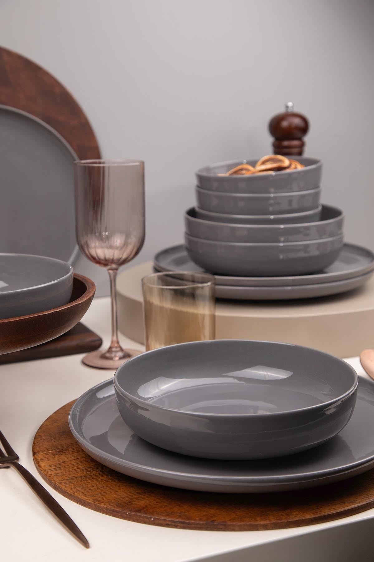 Rani Home Yemek Takımı (12 Parça) Kütahya Porselen Antrasit HB-6911