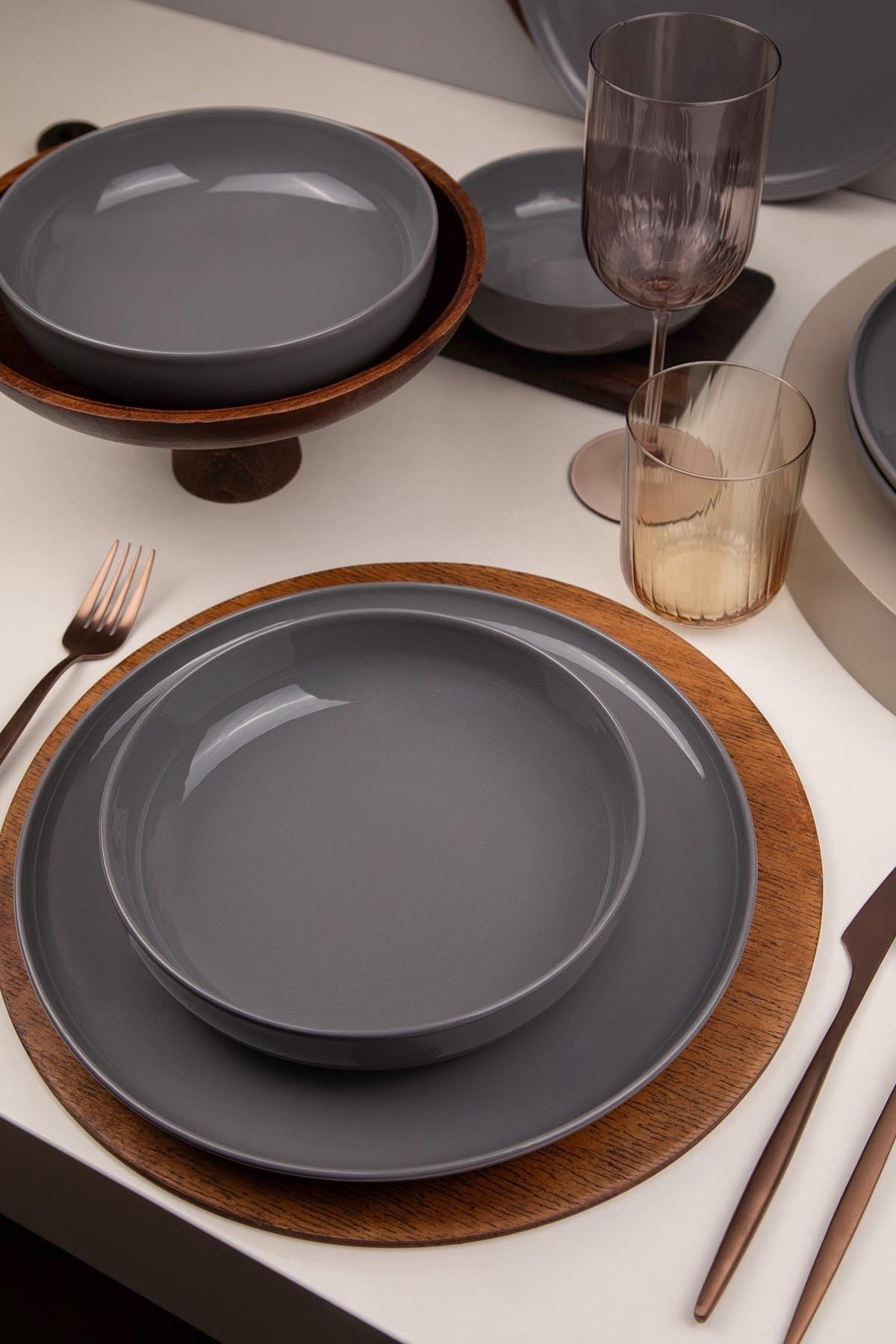 Rani Home Yemek Takımı (12 Parça) Kütahya Porselen Antrasit HB-6911