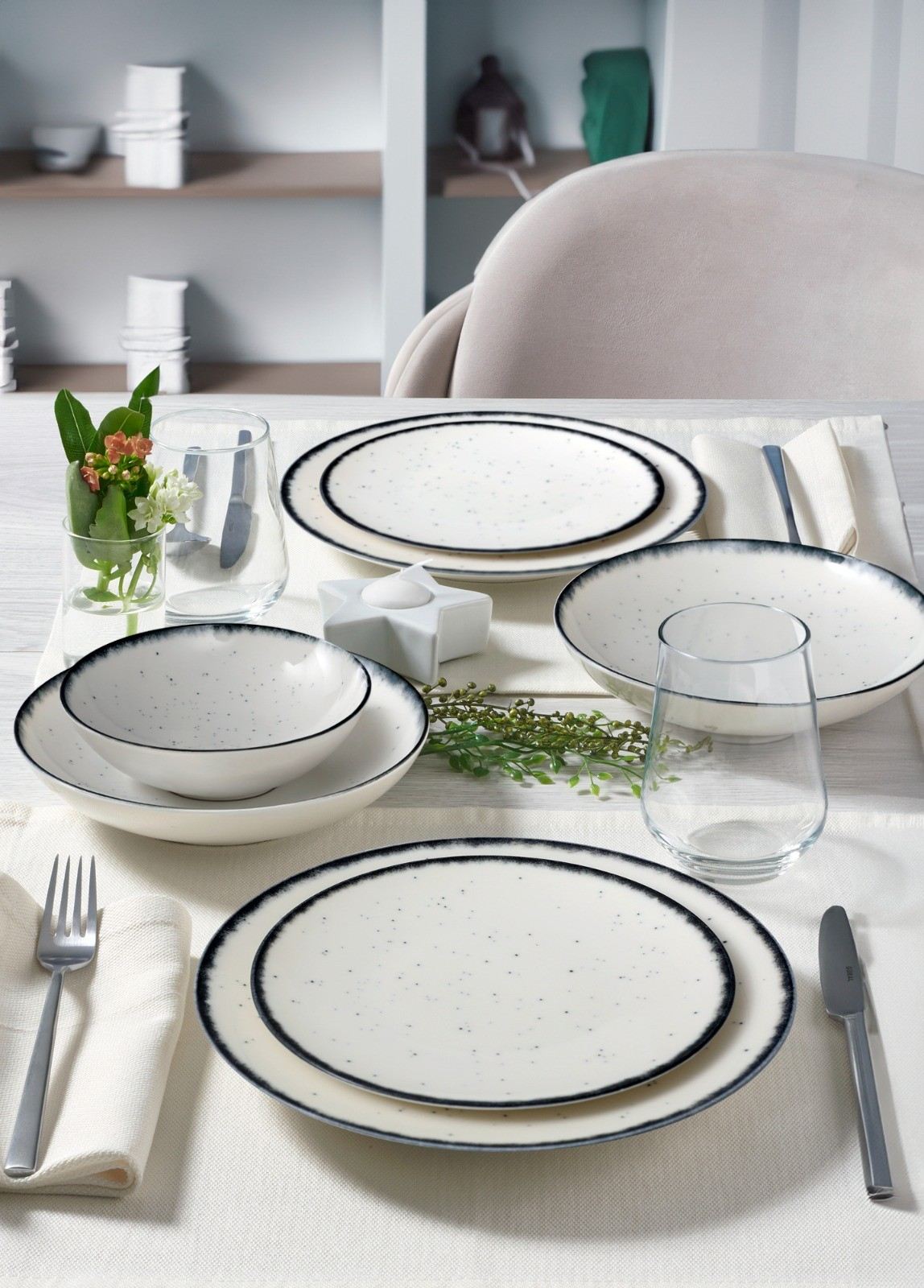 Rani Home Yemek Takımı (24 Parça) Güral Porselen Siyah - Beyaz HE-6767