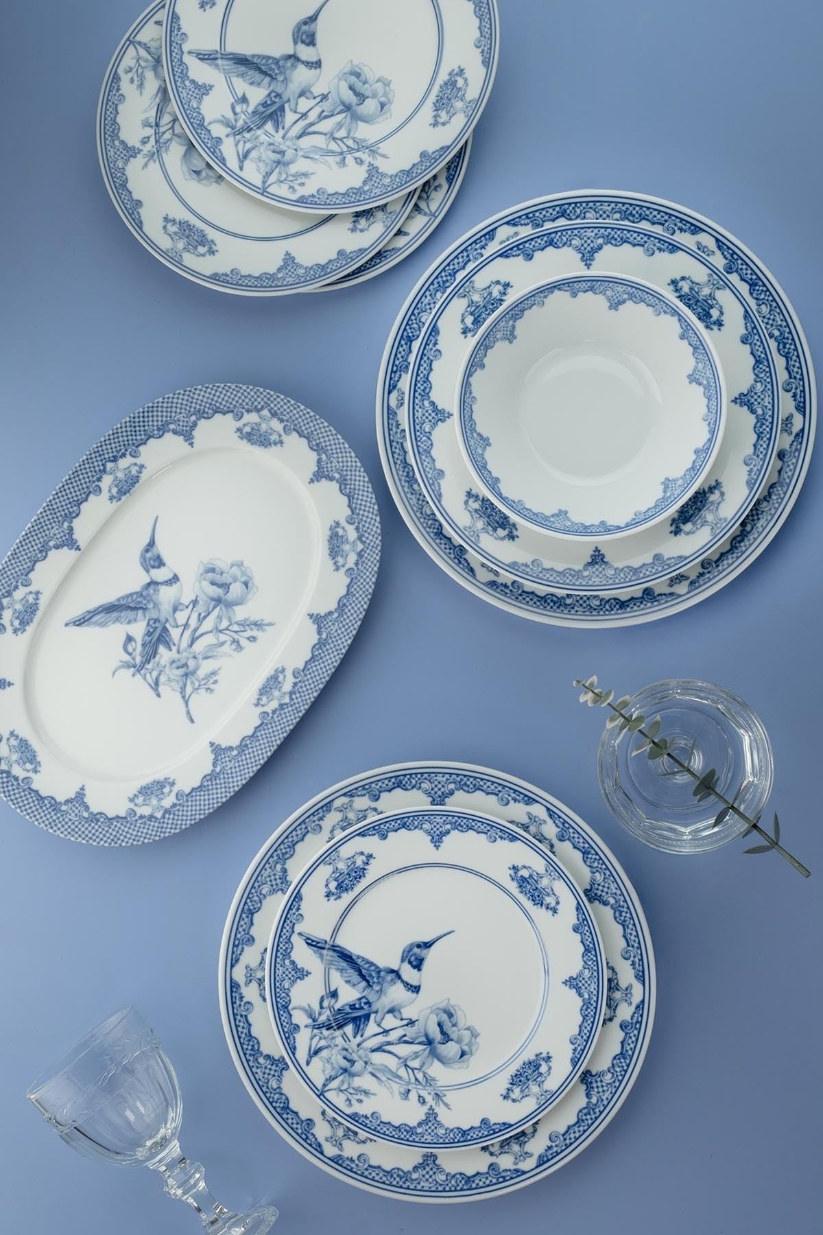 Rani Home Yemek Takımı (26 Parça) Kütahya Porselen  Mavi - Beyaz HF-6867