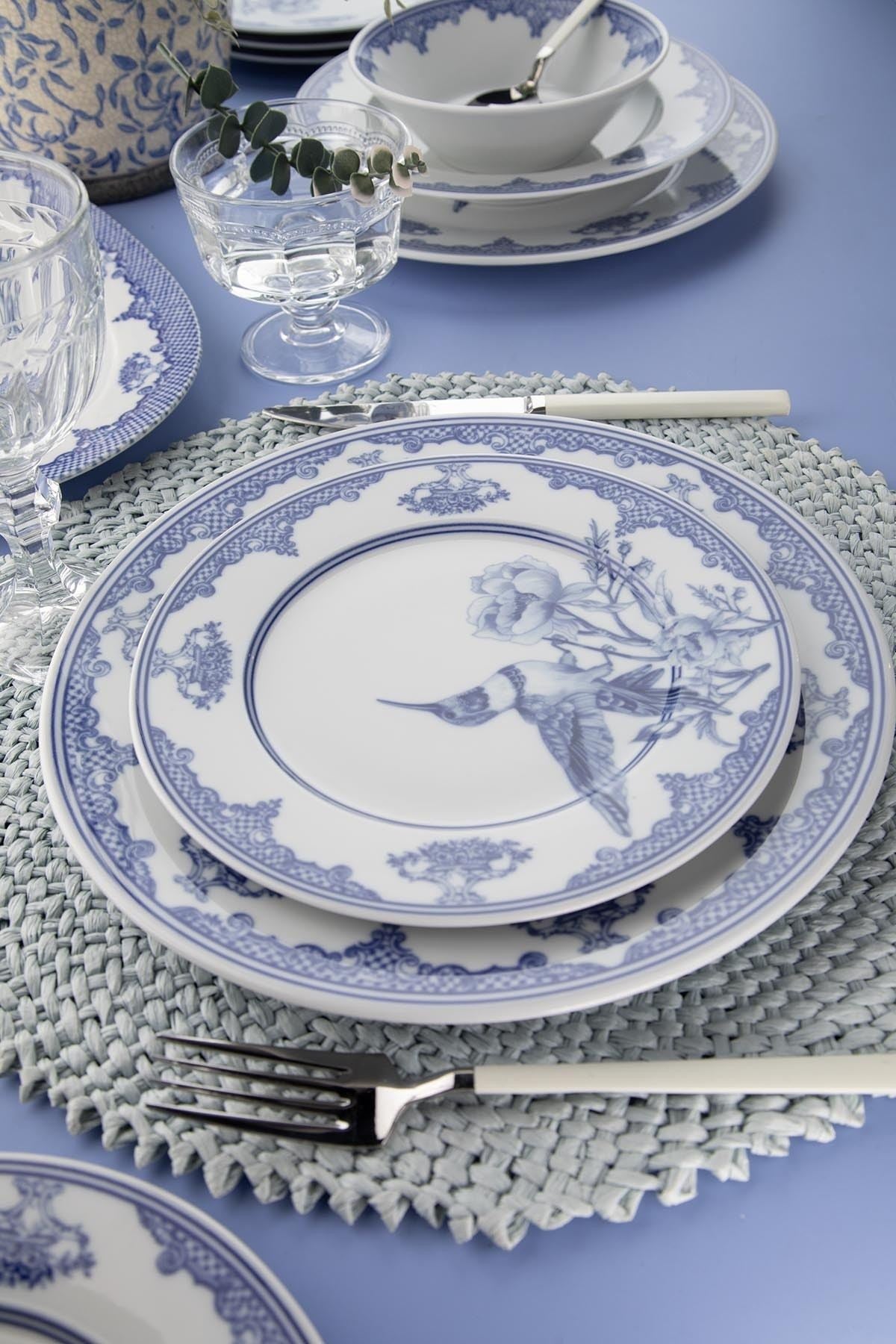Rani Home Yemek Takımı (26 Parça) Kütahya Porselen  Mavi - Beyaz HF-6867