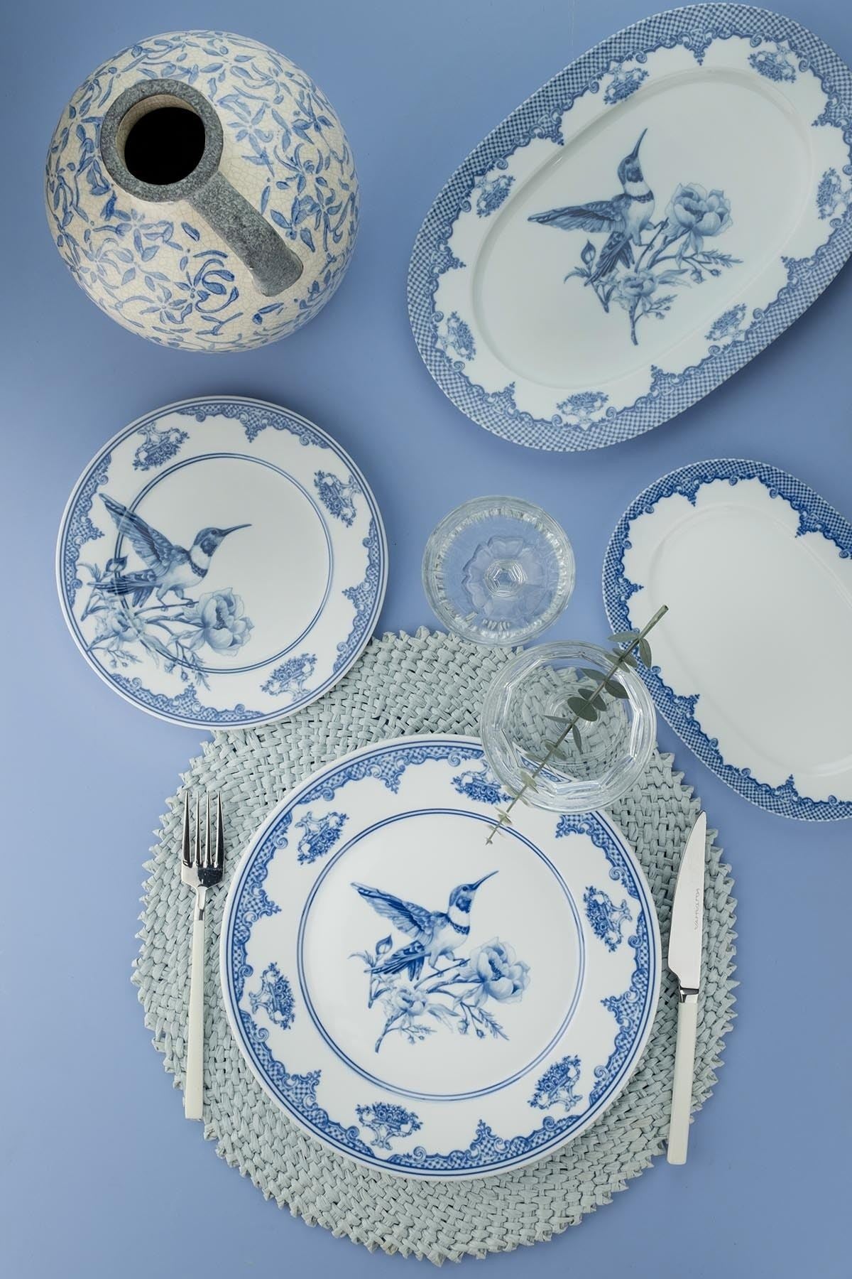 Rani Home Yemek Takımı (26 Parça) Kütahya Porselen  Mavi - Beyaz HF-6867