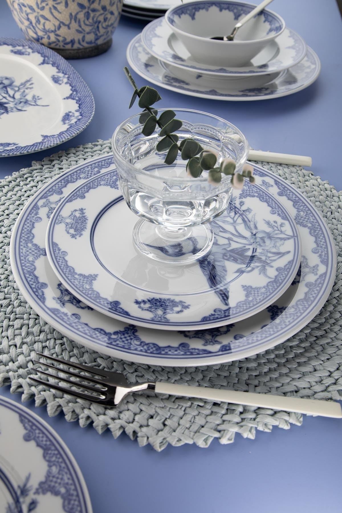 Rani Home Yemek Takımı (26 Parça) Kütahya Porselen  Mavi - Beyaz HF-6867