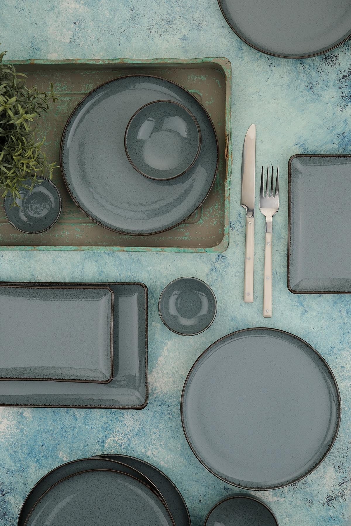Rani Home Kahvaltı Takımı (14 Parça) Mavi JA-6868