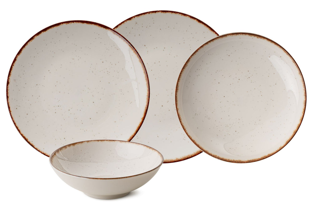 Rani Home Yemek Takımı (24 Parça) Güral Porselen Beyaz - Kahverengi HE-6769