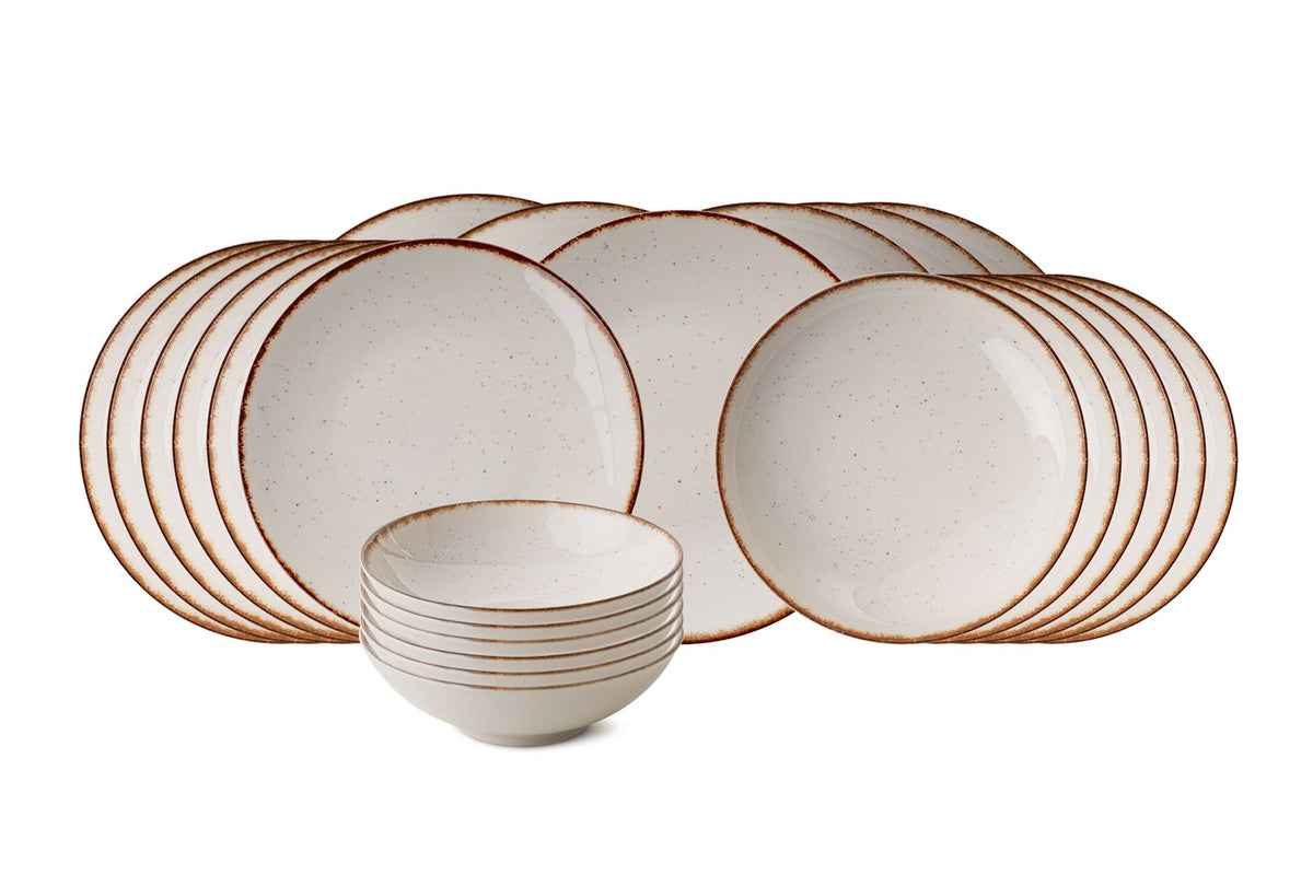 Rani Home Yemek Takımı (24 Parça) Güral Porselen Beyaz - Kahverengi HE-6769