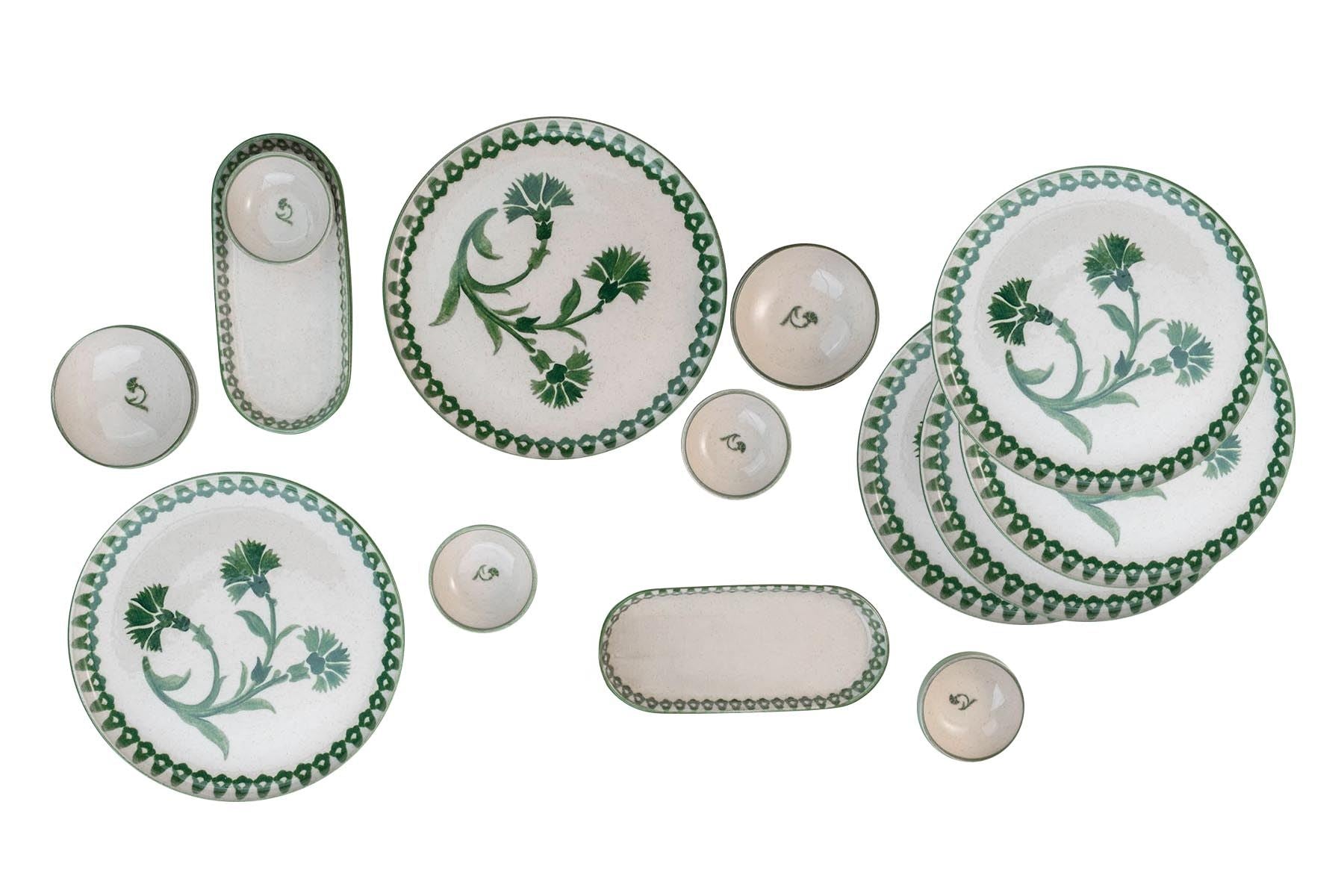 Rani Home Kahvaltı Takımı (14 Parça) Krem - Yeşil JA-6872