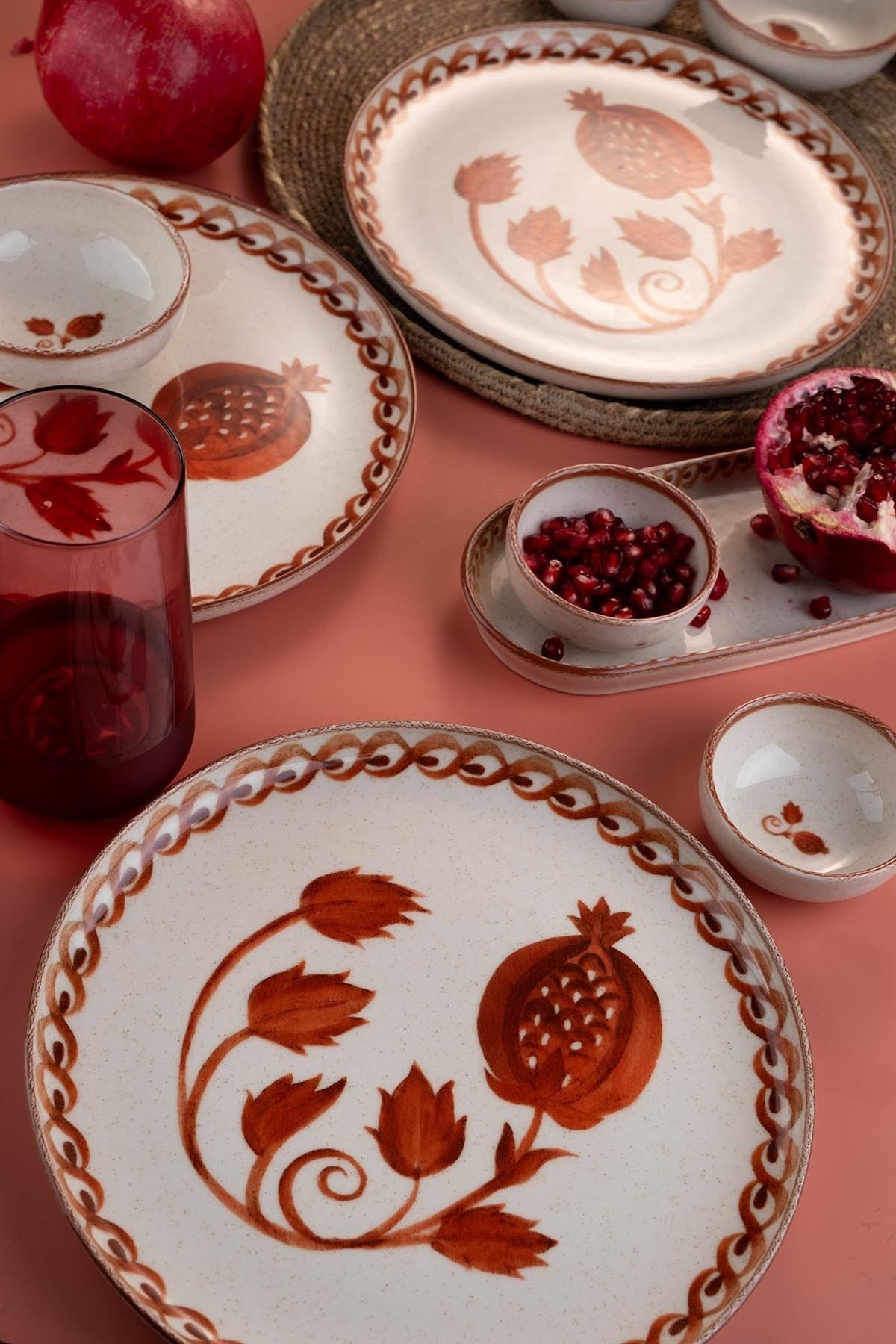 Rani Home Kahvaltı Takımı (14 Parça) Krem - Kırmızı JA-6873