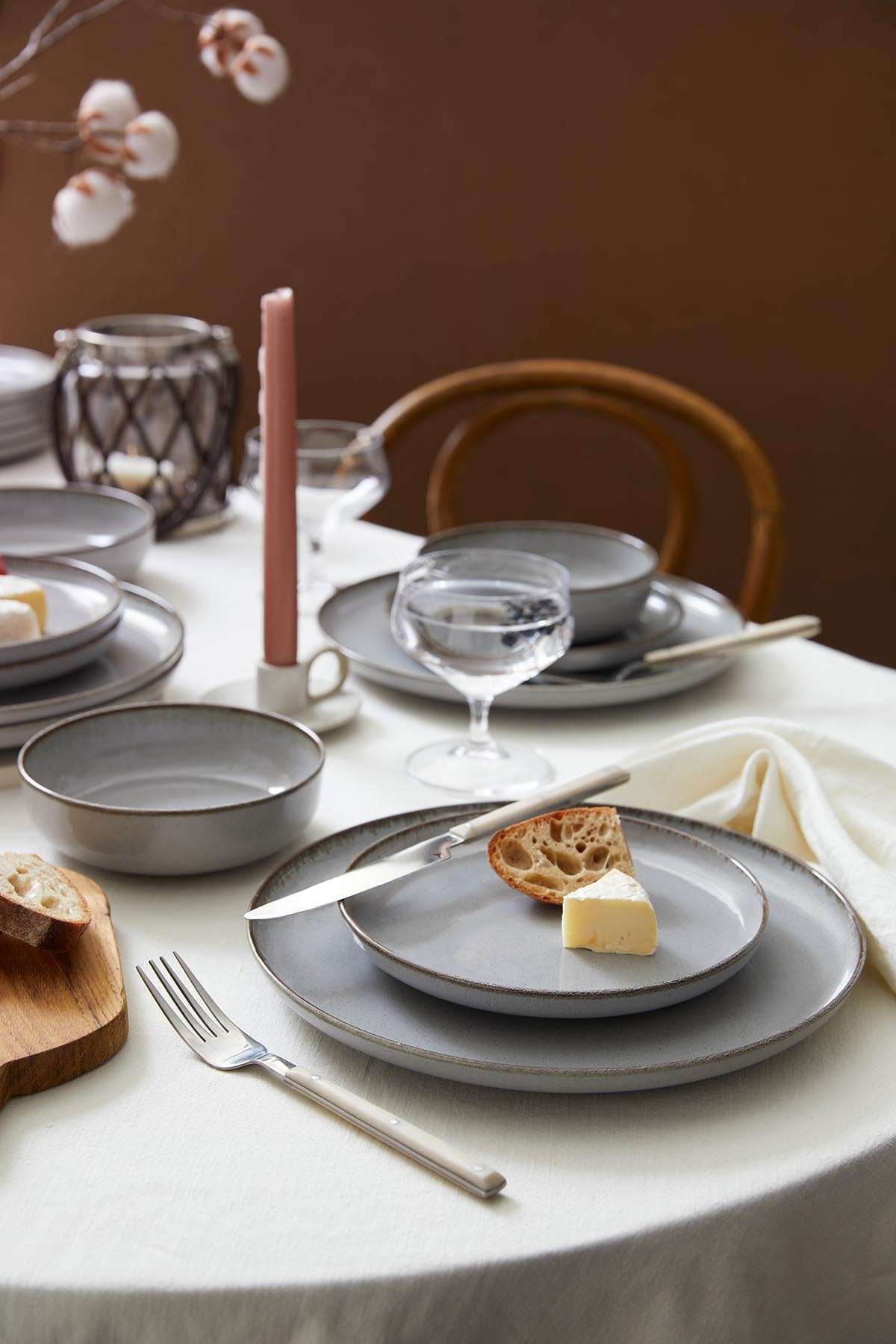 Rani Home Yemek Takımı (24 Parça) Kütahya Porselen  Gri HE-6894