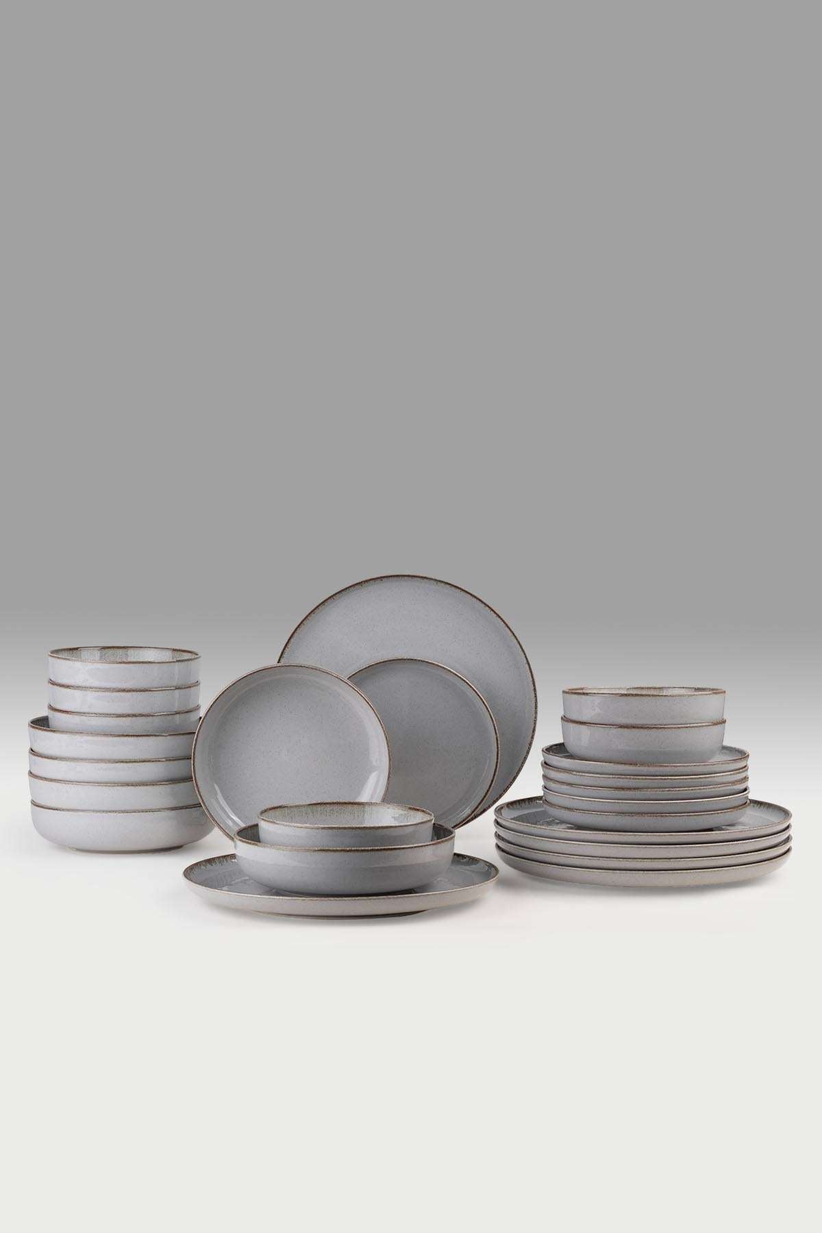 Rani Home Yemek Takımı (24 Parça) Kütahya Porselen  Gri HE-6894