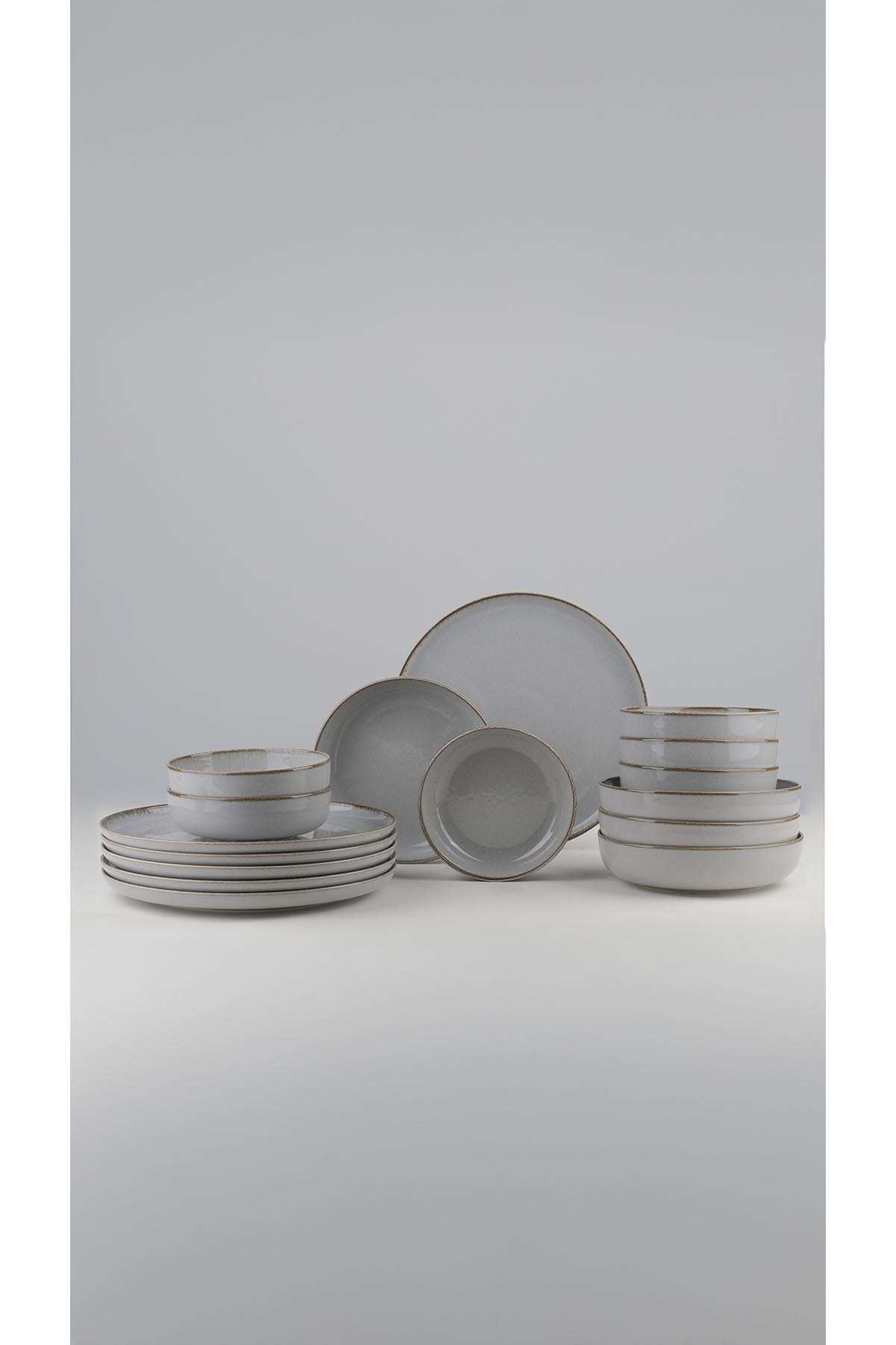 Rani Home Yemek Takımı (18 Parça) Kütahya Porselen  Gri HD-6895