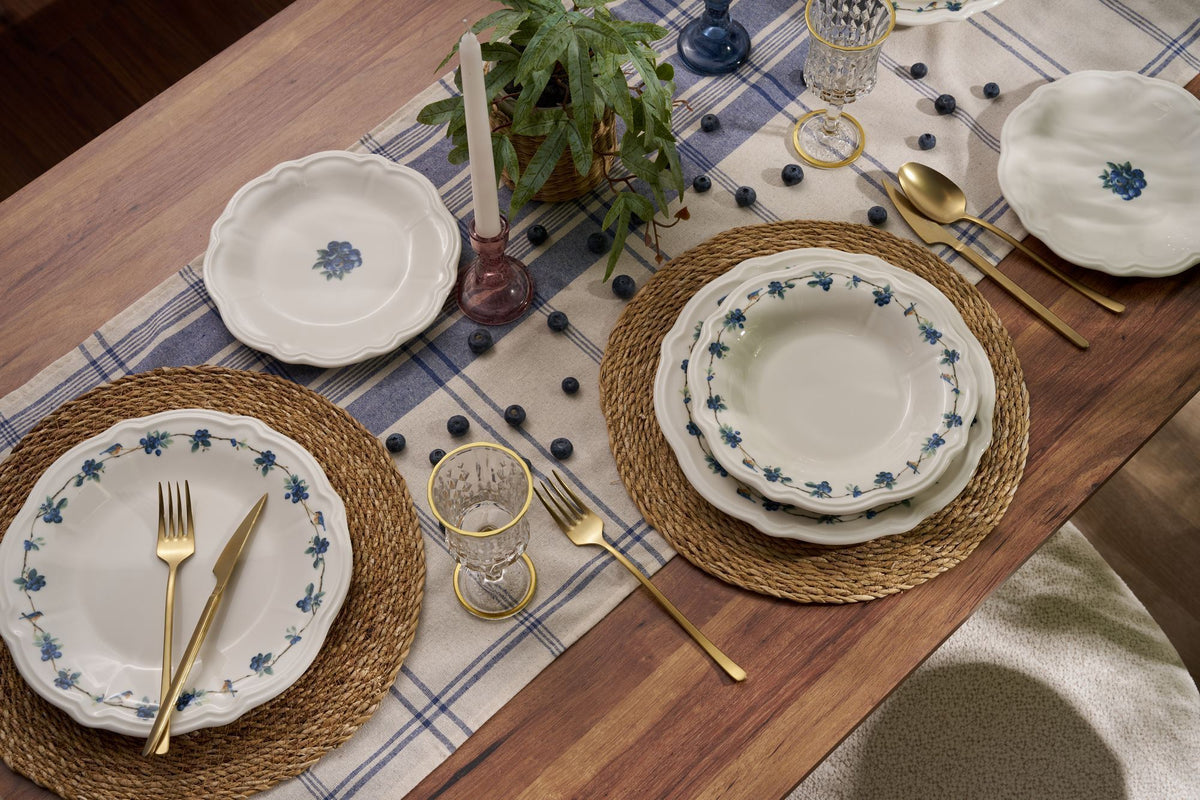 Rani Home Yemek Takımı (24 Parça) Hermia Beyaz - Mavi - Yeşil HE-6802