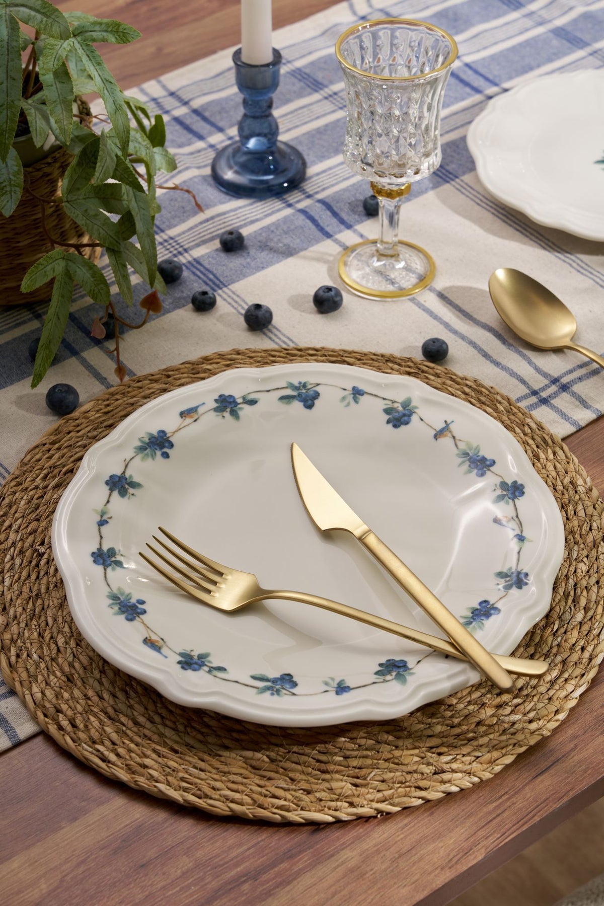 Rani Home Yemek Takımı (24 Parça) Hermia Beyaz - Mavi - Yeşil HE-6802