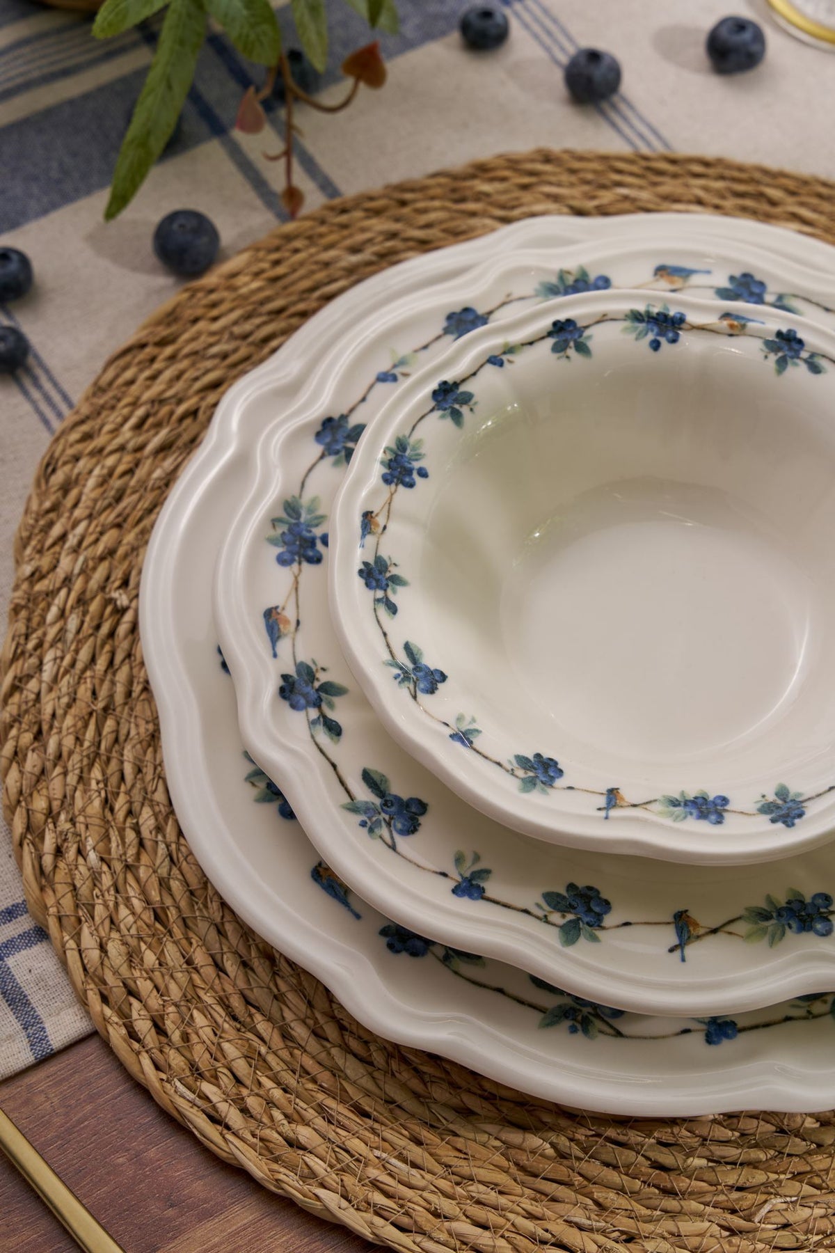 Rani Home Yemek Takımı (24 Parça) Hermia Beyaz - Mavi - Yeşil HE-6802