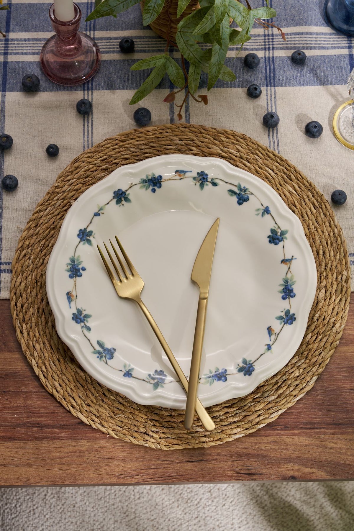 Rani Home Yemek Takımı (24 Parça) Hermia Beyaz - Mavi - Yeşil HE-6802