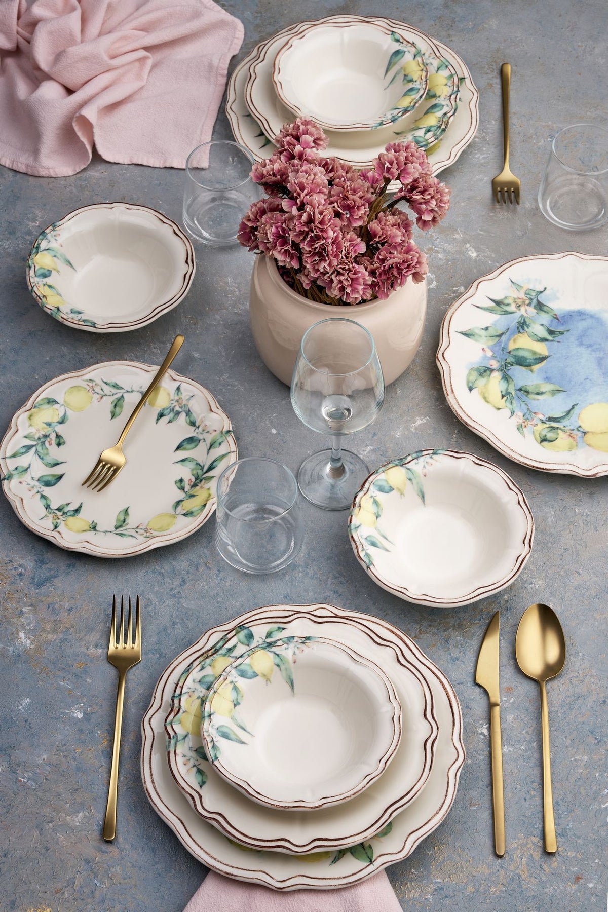 Rani Home Yemek Takımı (24 Parça) Hermia Yeşil - Sarı - Kahverengi HE-6803
