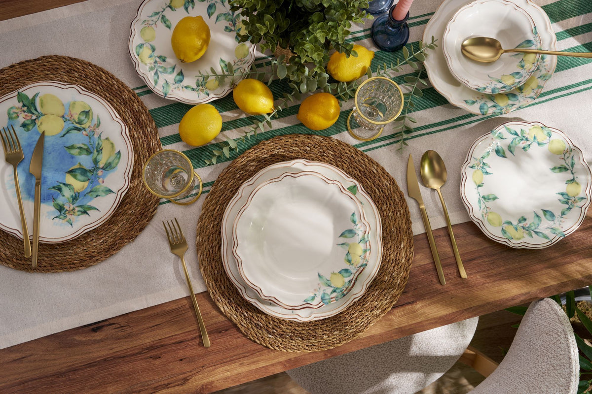 Rani Home Yemek Takımı (24 Parça) Hermia Yeşil - Sarı - Kahverengi HE-6803