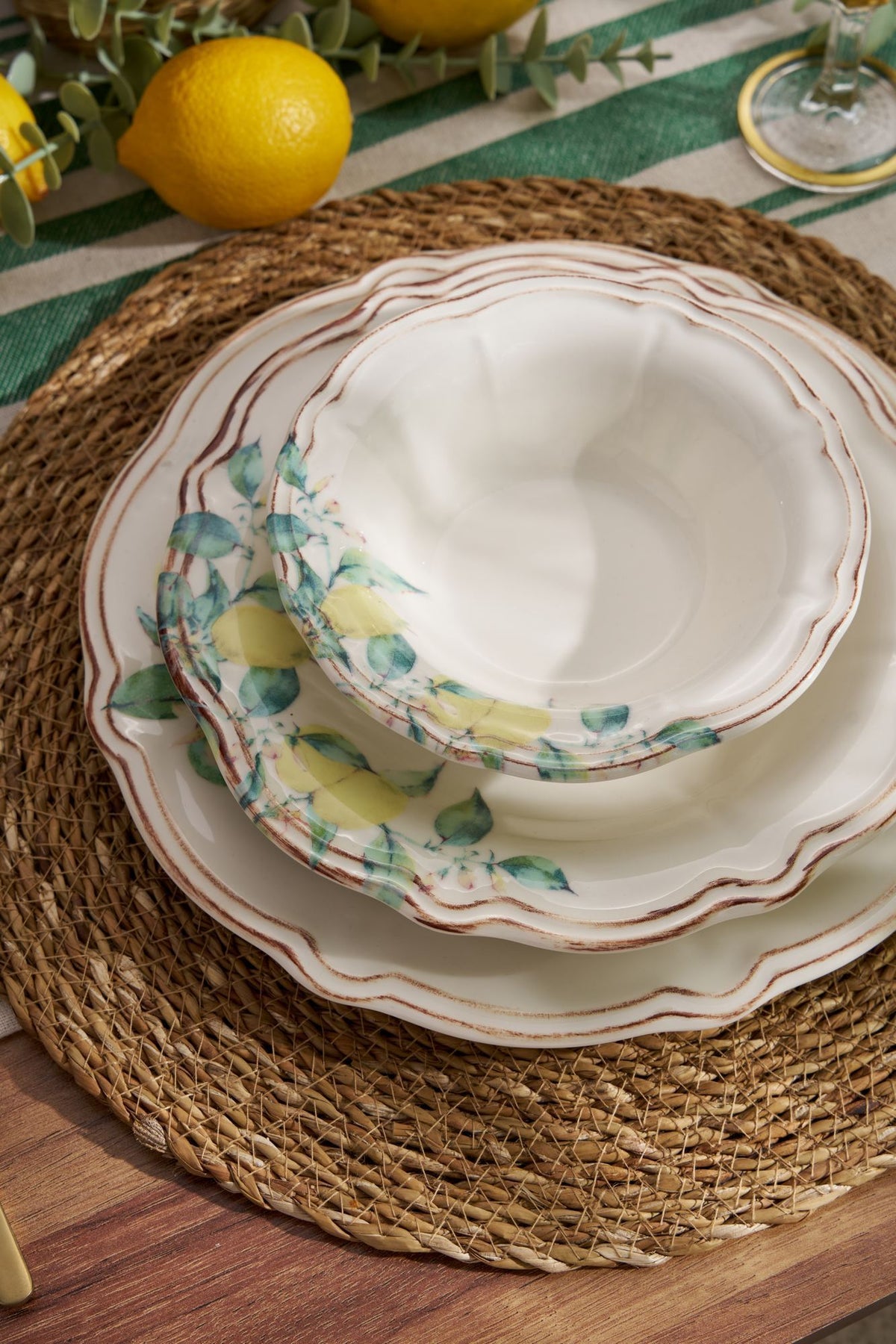 Rani Home Yemek Takımı (24 Parça) Hermia Yeşil - Sarı - Kahverengi HE-6803