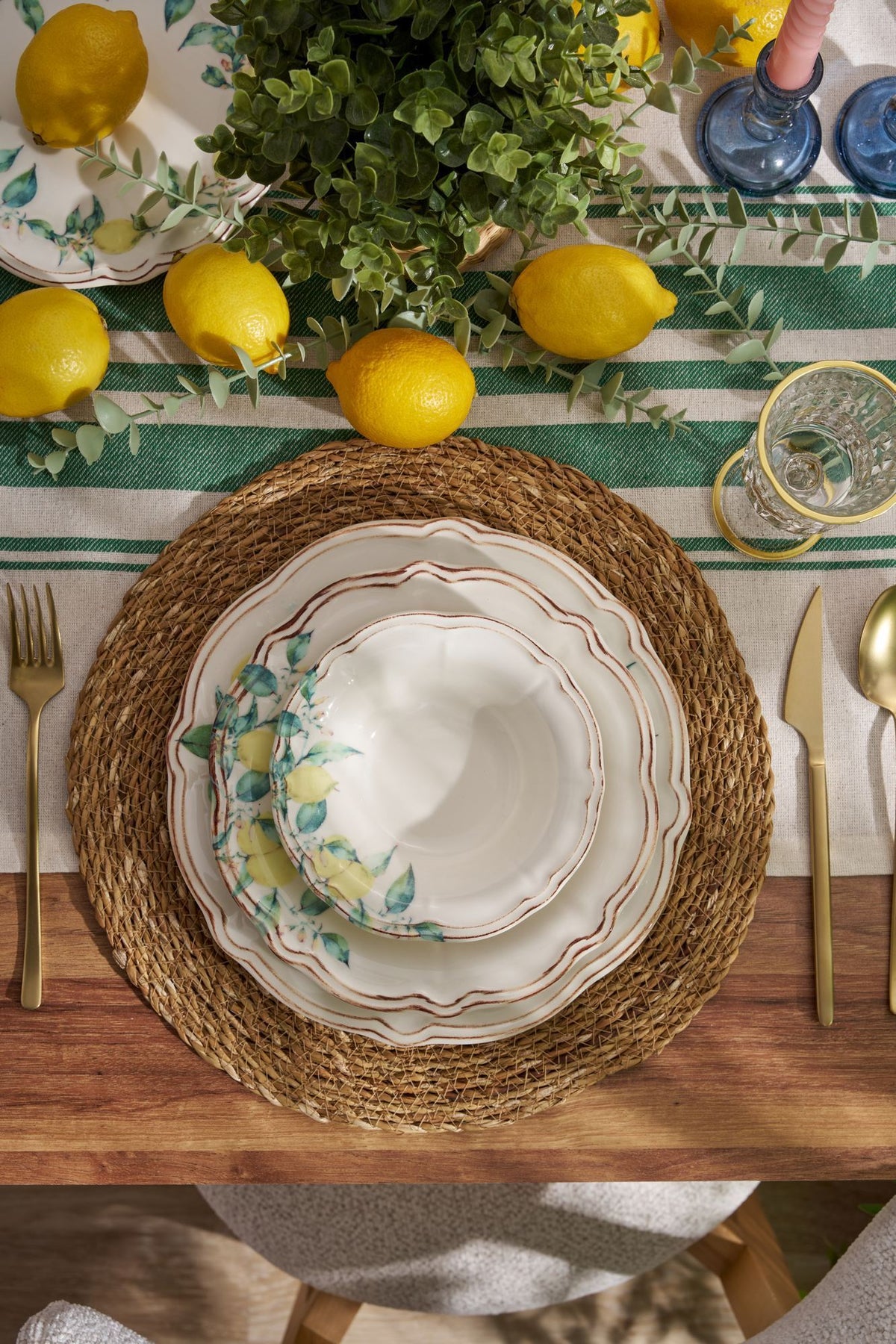 Rani Home Yemek Takımı (24 Parça) Hermia Yeşil - Sarı - Kahverengi HE-6803