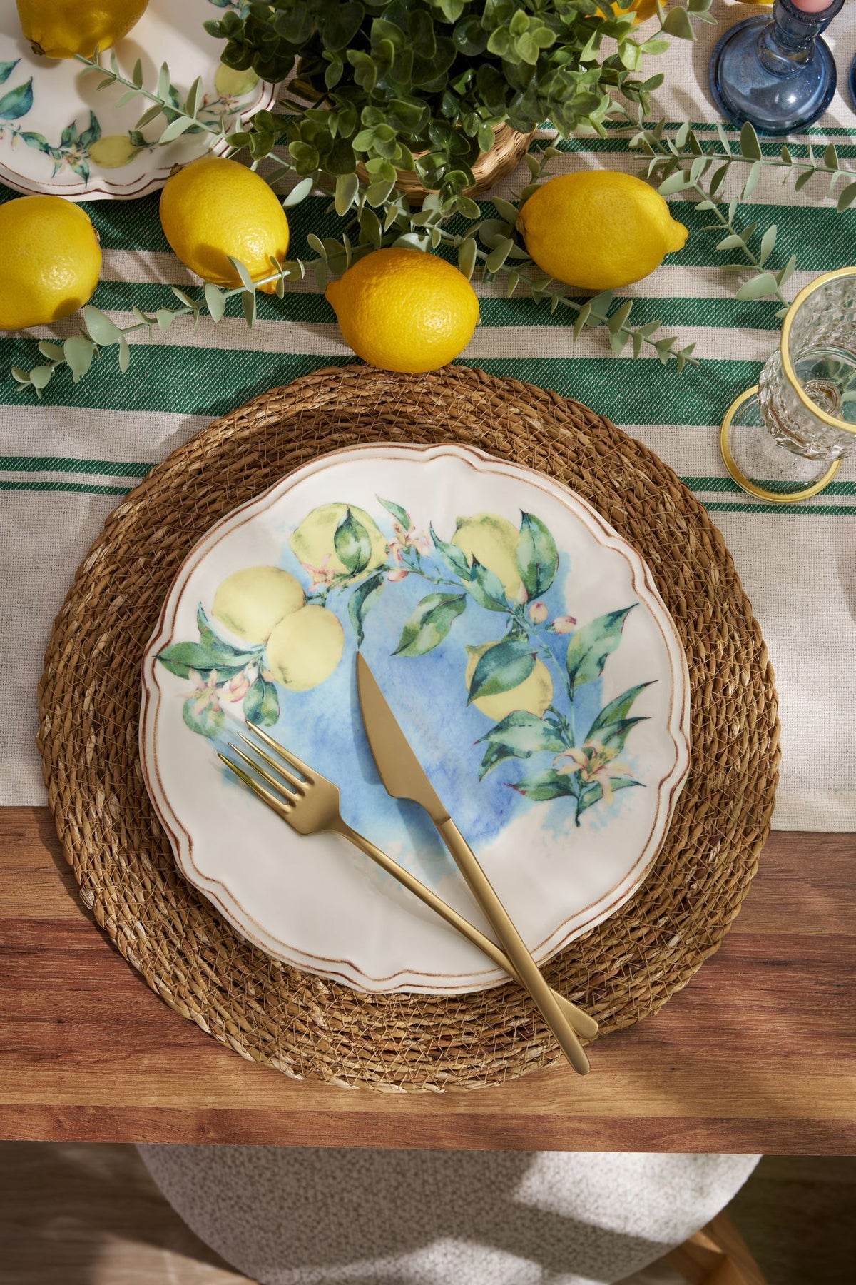 Rani Home Yemek Takımı (24 Parça) Hermia Yeşil - Sarı - Kahverengi HE-6803