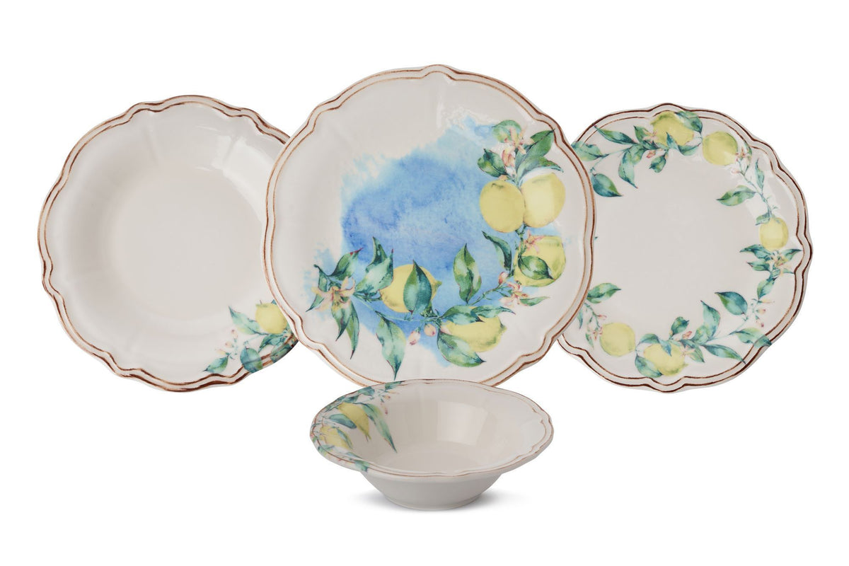 Rani Home Yemek Takımı (24 Parça) Hermia Yeşil - Sarı - Kahverengi HE-6803