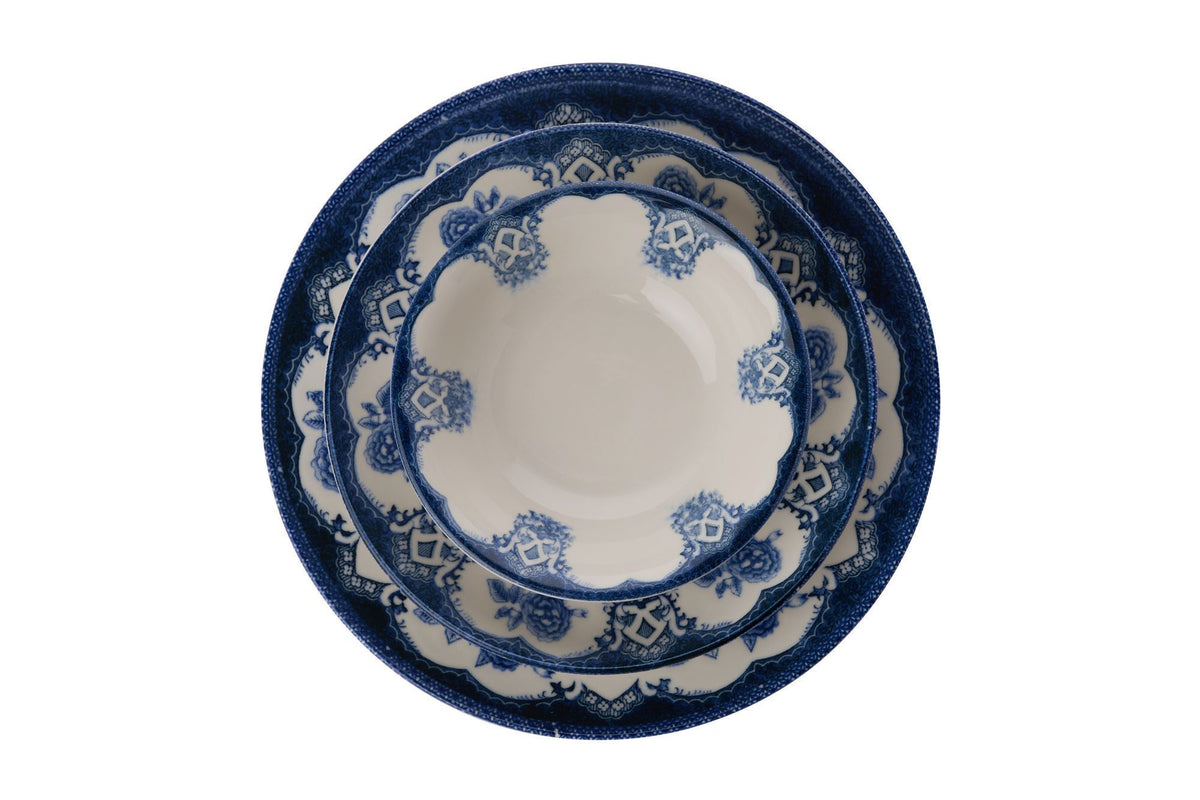 Rani Home Yemek Takımı (24 Parça) Hermia Beyaz - Mavi HE-6804