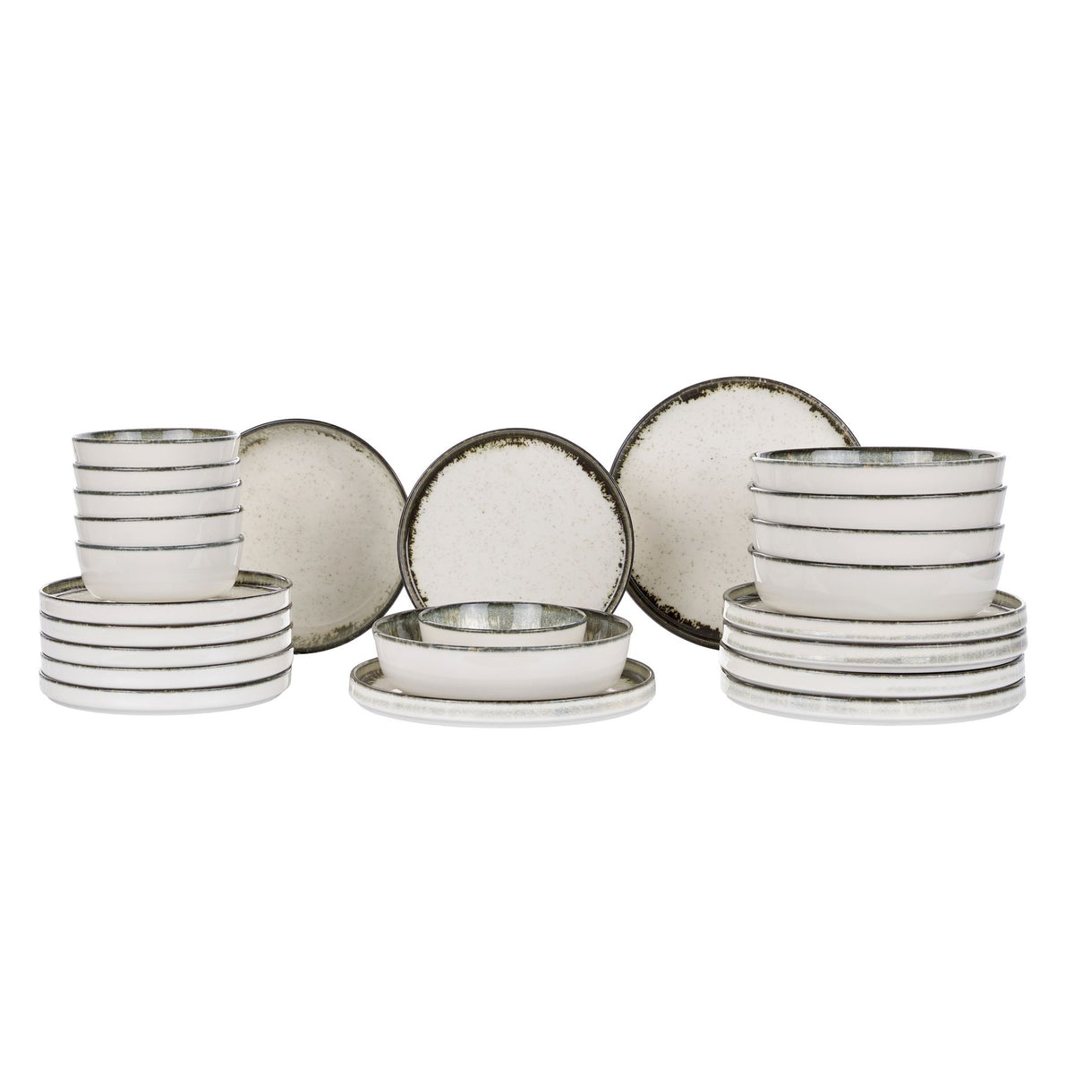 Rani Home Yemek Takımı (24 Parça) Hermia Beyaz - Kahverengi HE-6806