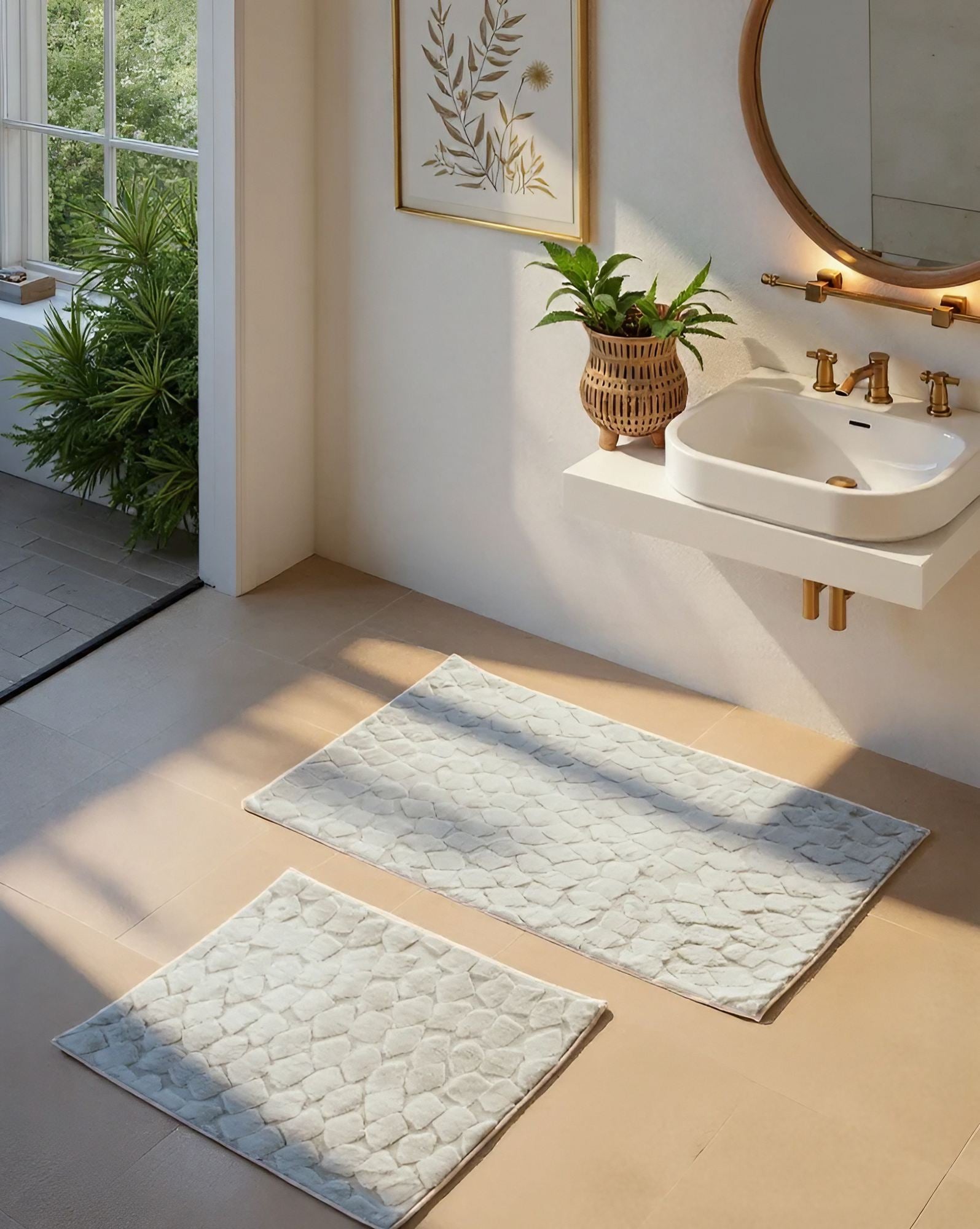 Rani Home Banyo Paspası Seti  Gri BA-6453