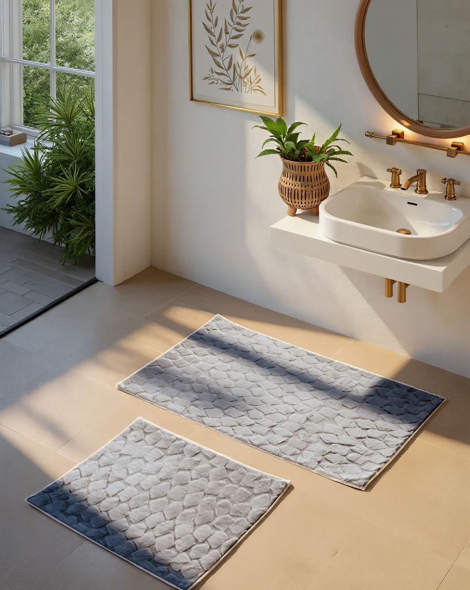 Rani Home Banyo Paspası Seti  Antrasit BA-6455
