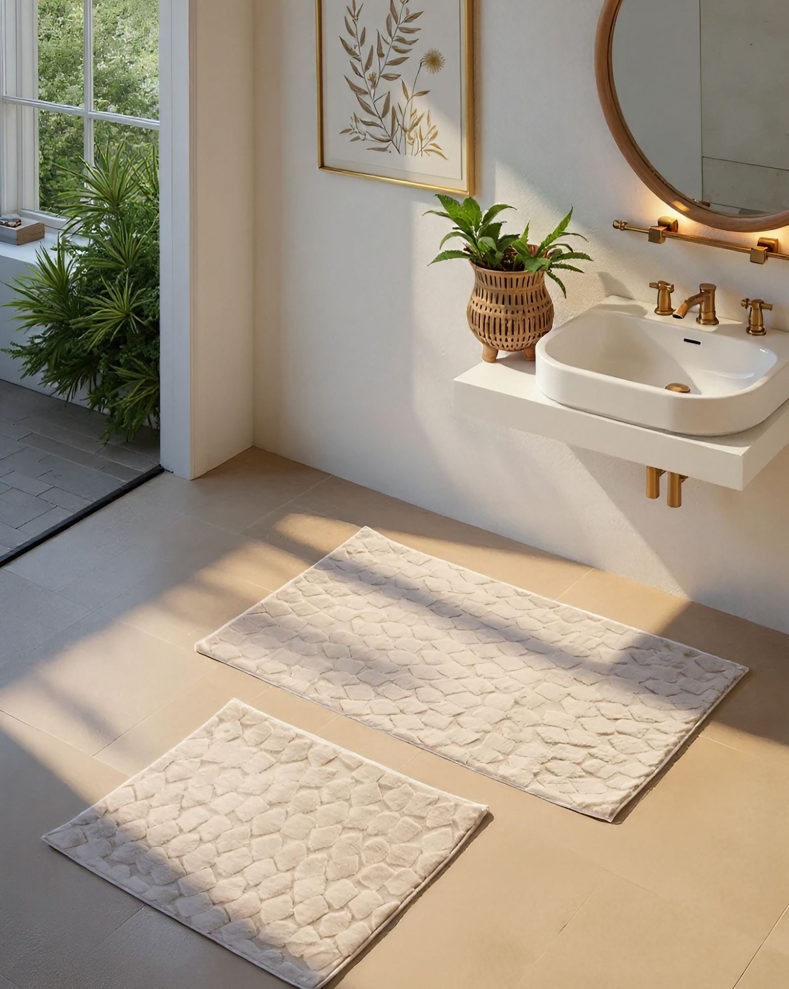Rani Home Banyo Paspası Seti Bej BA-6457