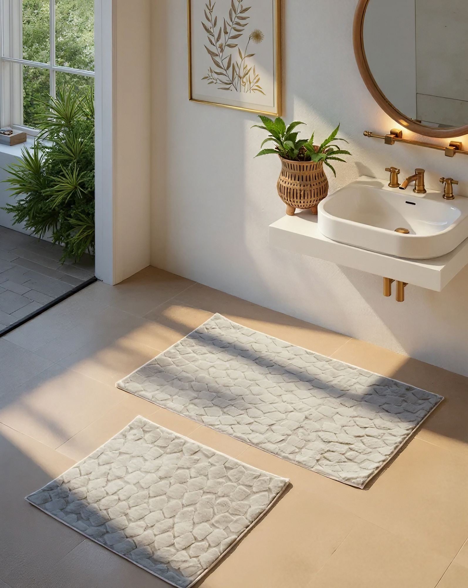 Rani Home Banyo Paspası Seti  Vizon Gri BA-6458