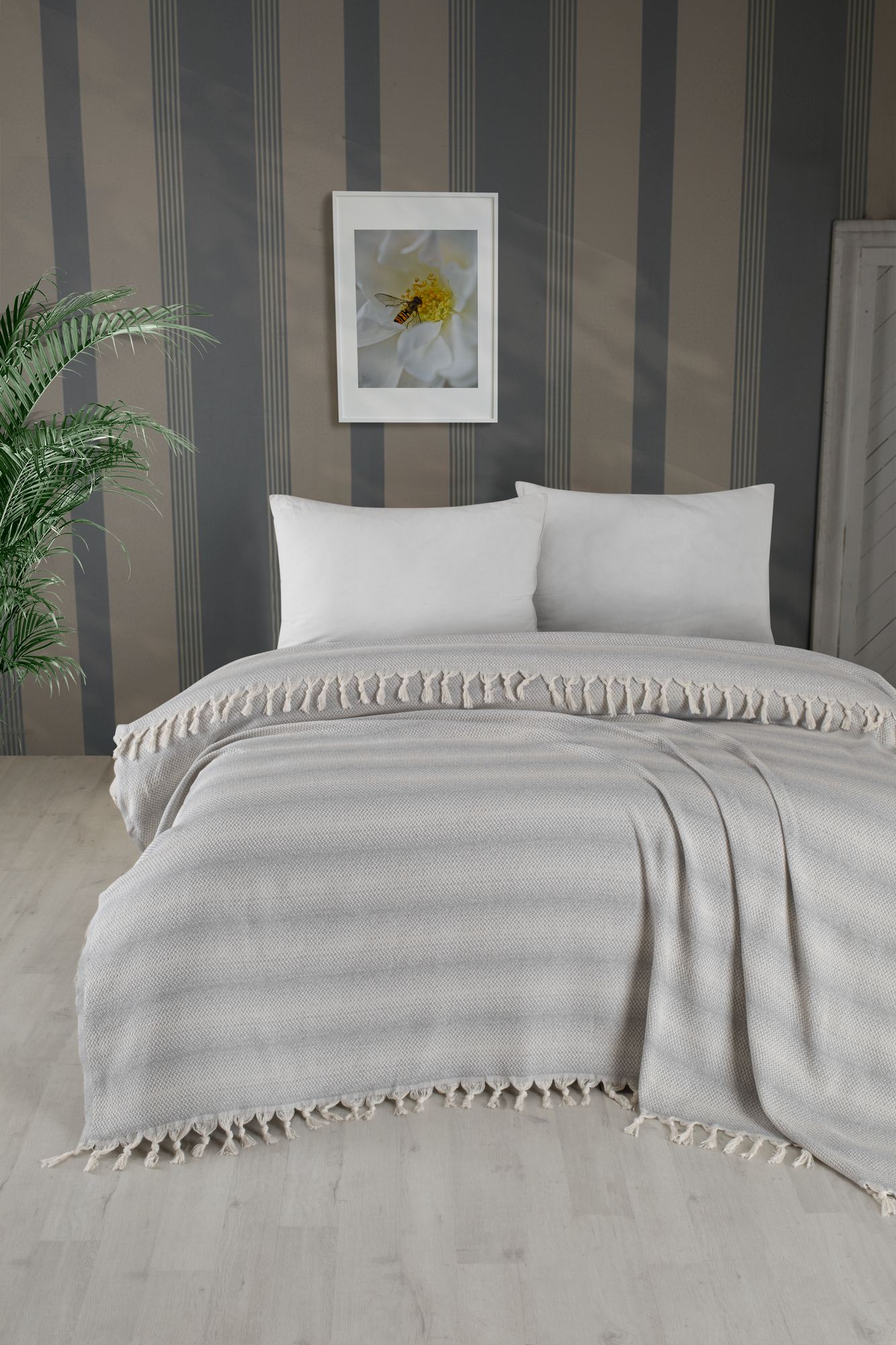 Rani Home Çift Kişilik Pike Gri CA-6239