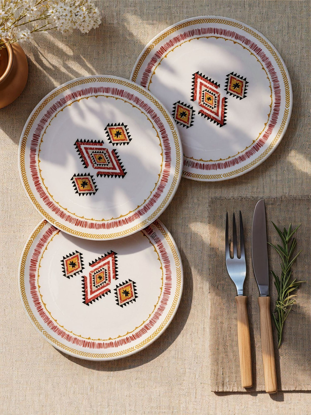 Rani Home Servis Tabağı Seti Hermia Beyaz - Kiremit - Sarı FC-6790