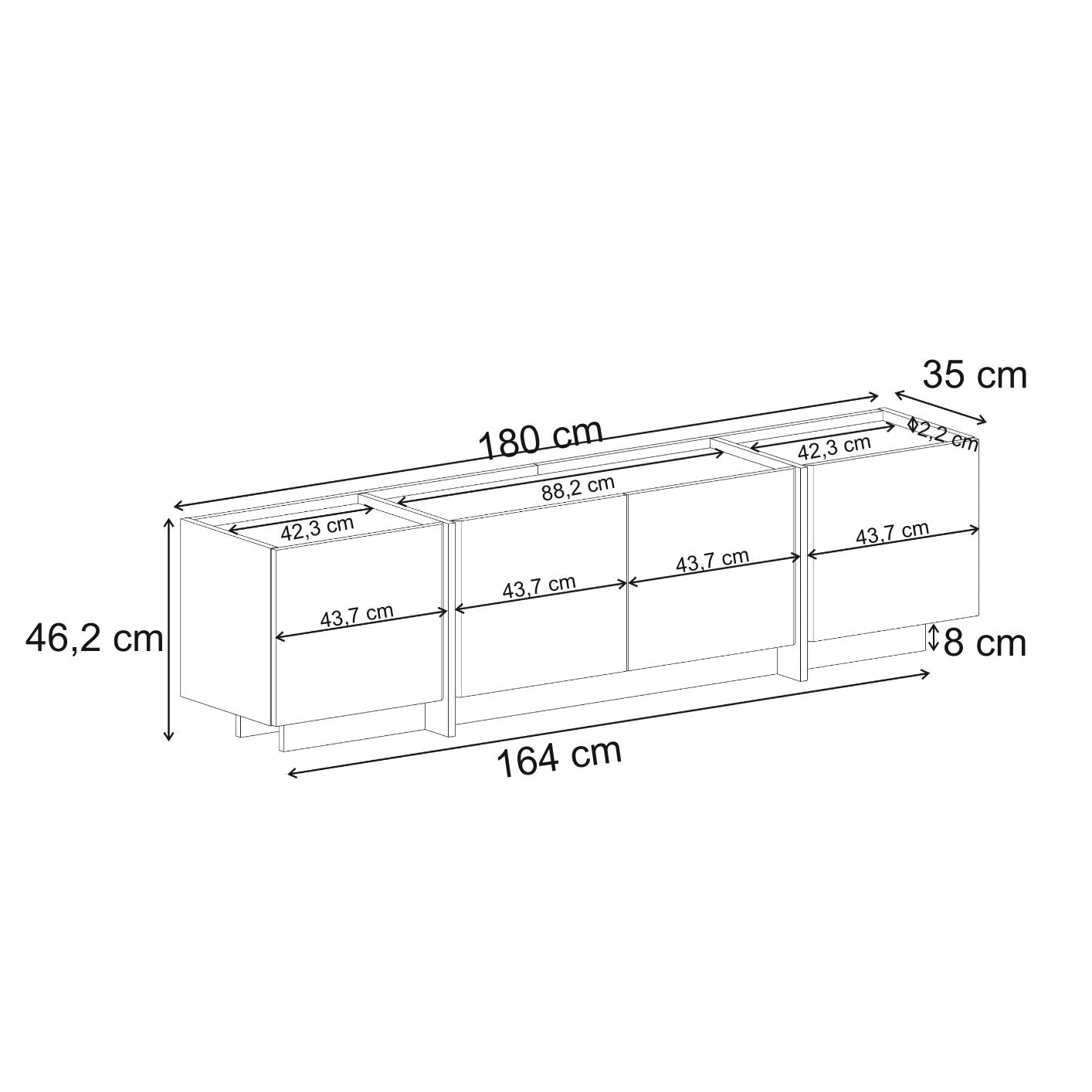 Rani Home Tv Ünitesi Vizon - Safir Meşe 180 Cm AA-5840